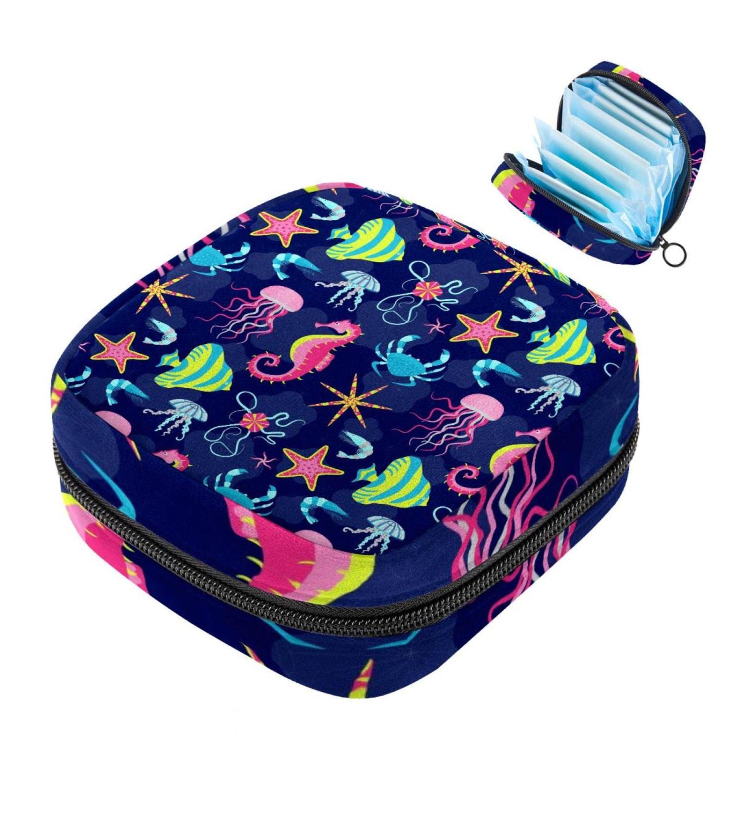 Women s Bands Storage Bag for Menstrual Cup & Makeup Large Capacity Travel Organizer with Underwater Animals Design 1 Count - Buy Online on GoSupps.com