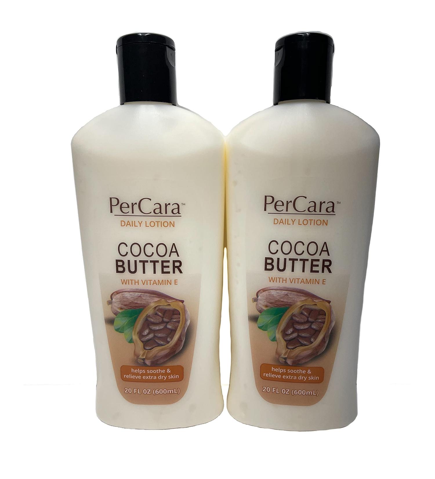 Percara Cocoa Butter Daily Moisturizing Lotion with Vitamin E Relieves Extra Dry Skin 20 Ounce (Pack of 2)
