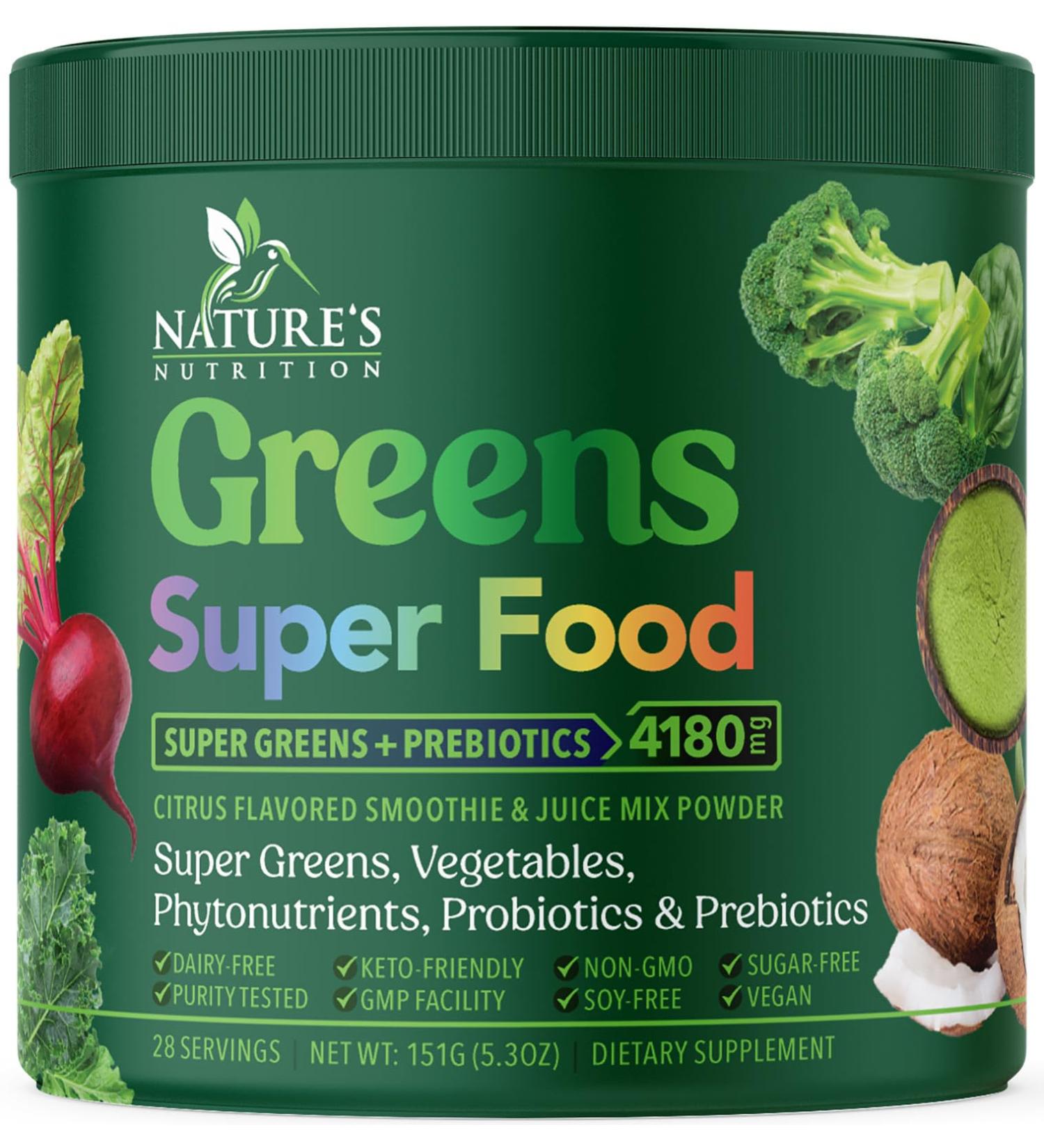 Greens Powder Superfood - Premium Organic Super Greens Juice Powder - Packed with Probiotics Wheat Grass Enzymes Spirulina Chlorella for Digestive & Gut Health Smoothie Drink Mix - 28 Servings - Buy Online on GoSupps.com