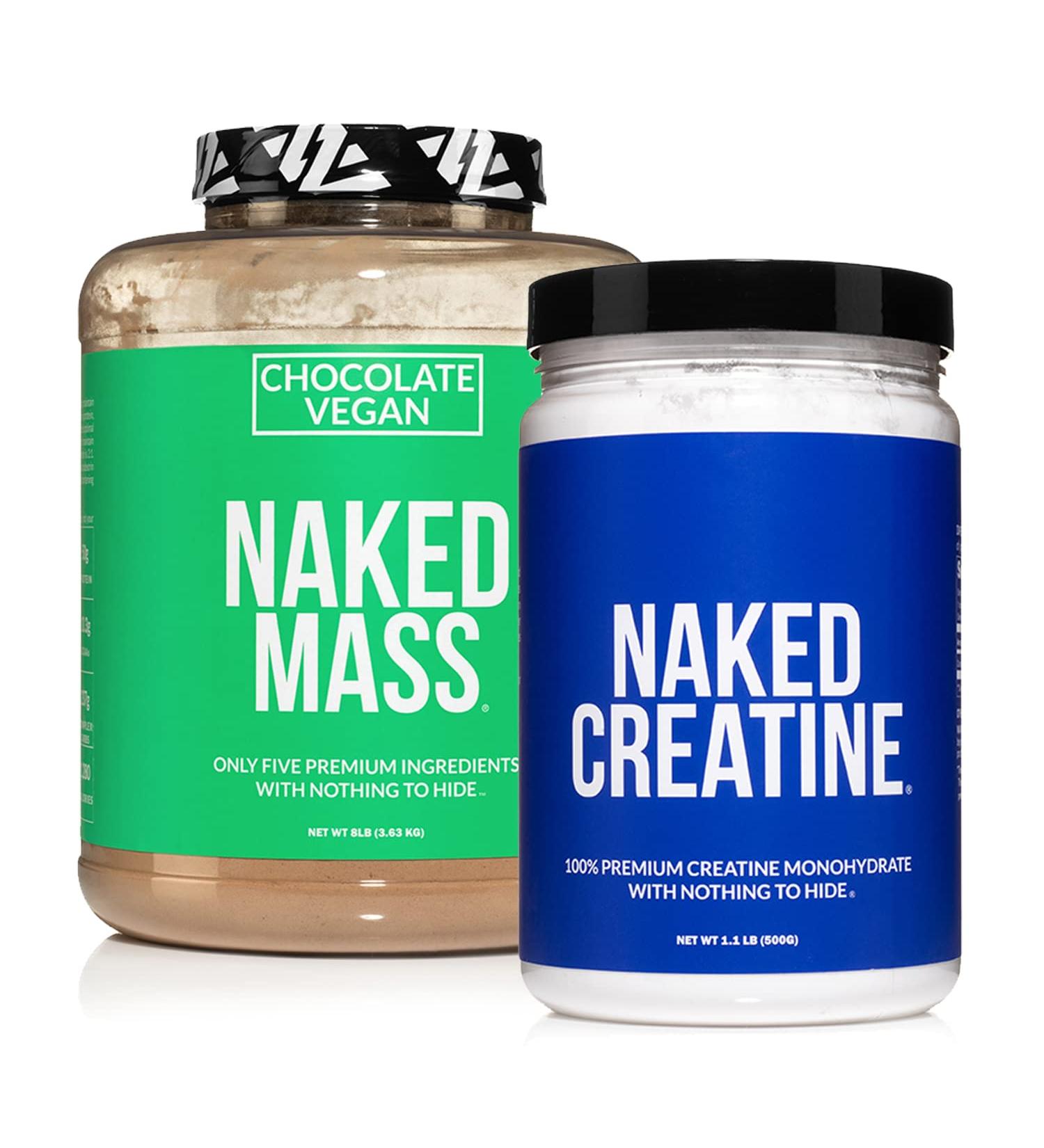 NAKED Soy-Free Protein Bundle: 8LB Chocolate Vegan Mass Creatine - Buy Online on GoSupps.com