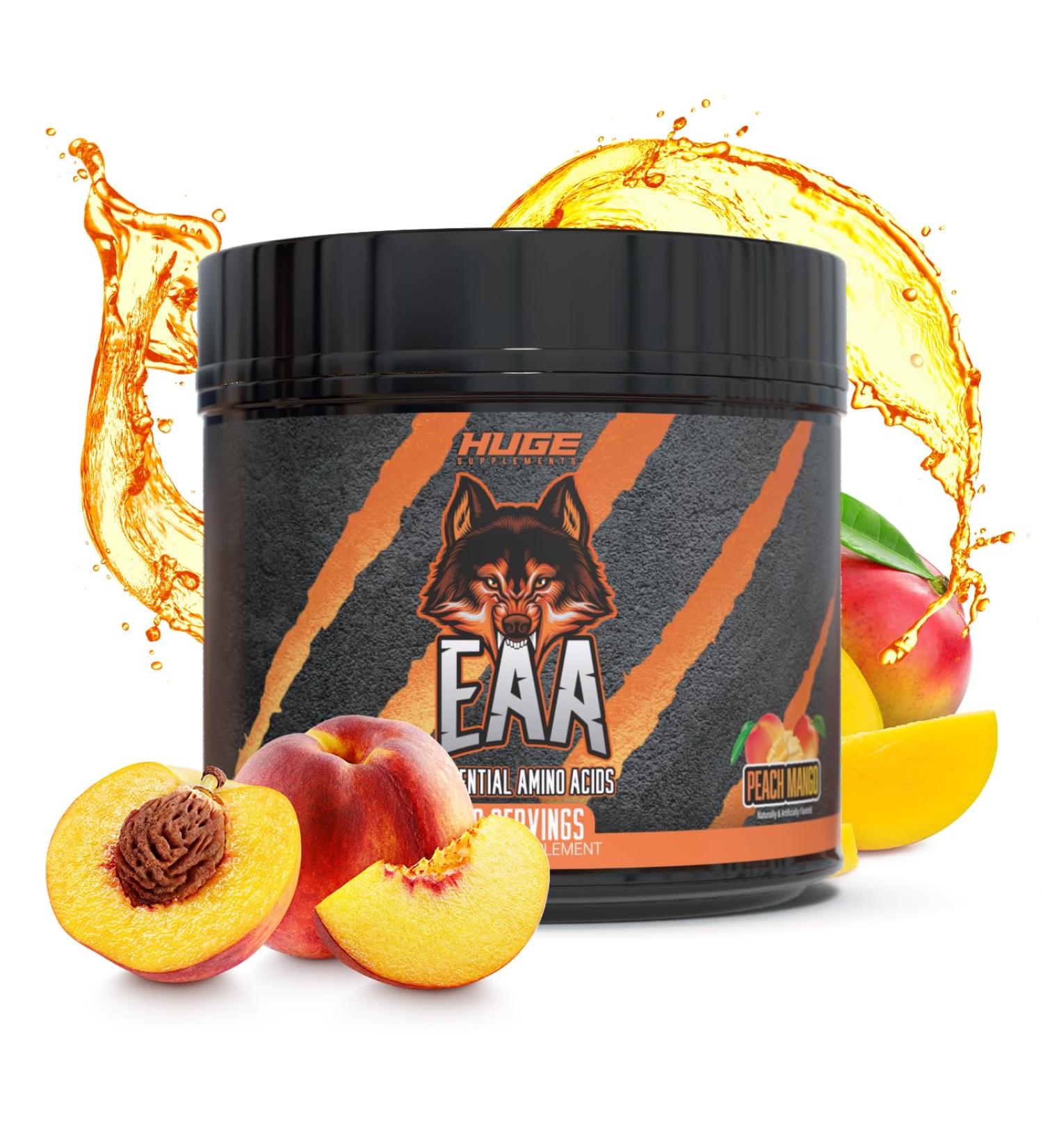 Huge EAA Supplement Highest Dosed Essential Amino Acid Powder 12.8g EAAs & 8g BCAAs Per Serving Muscle Growth Recovery & Performance (Peach Mango) - Buy Online on GoSupps.com