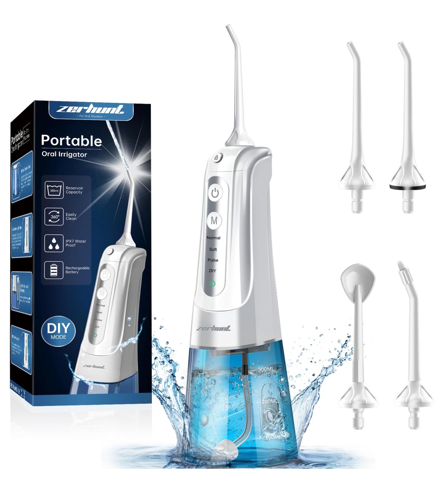 Water Flosser Pick for Teeth - Cordless Portable 4 Modes Rechargeable IPX7 Waterproof Oral Irrigator 300ML Flossing Cleaner for Home & Travel - Buy Now - Buy Online on GoSupps.com