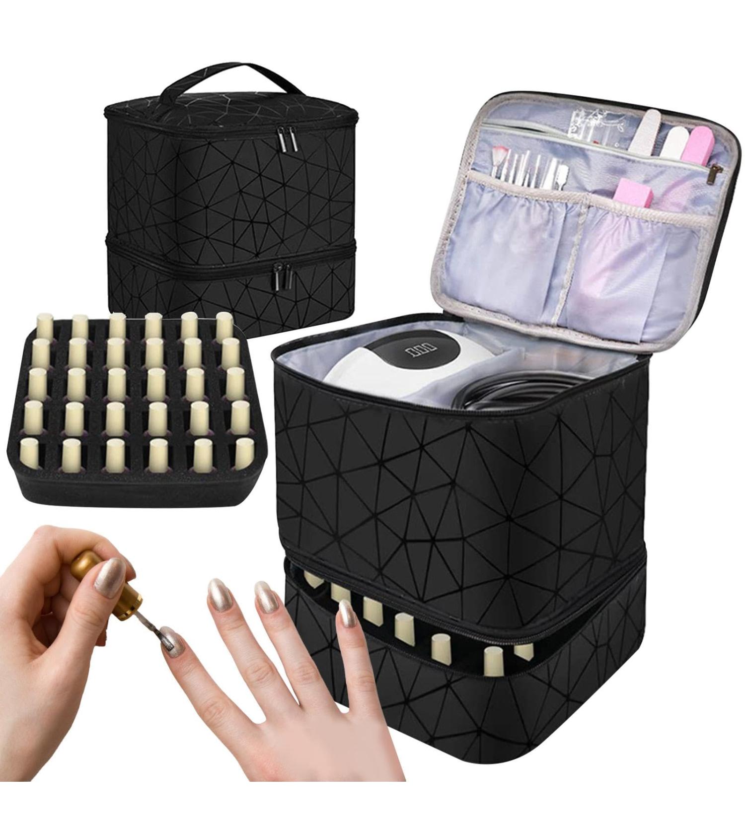 Lyricalist Nail Organizer Double Layer Design Nail Polish Holder Carrying Case Nail Polish Organizer Bag Nail Box Organizer Case Holds 30 Bottles Nail Polish - Buy Online on GoSupps.com