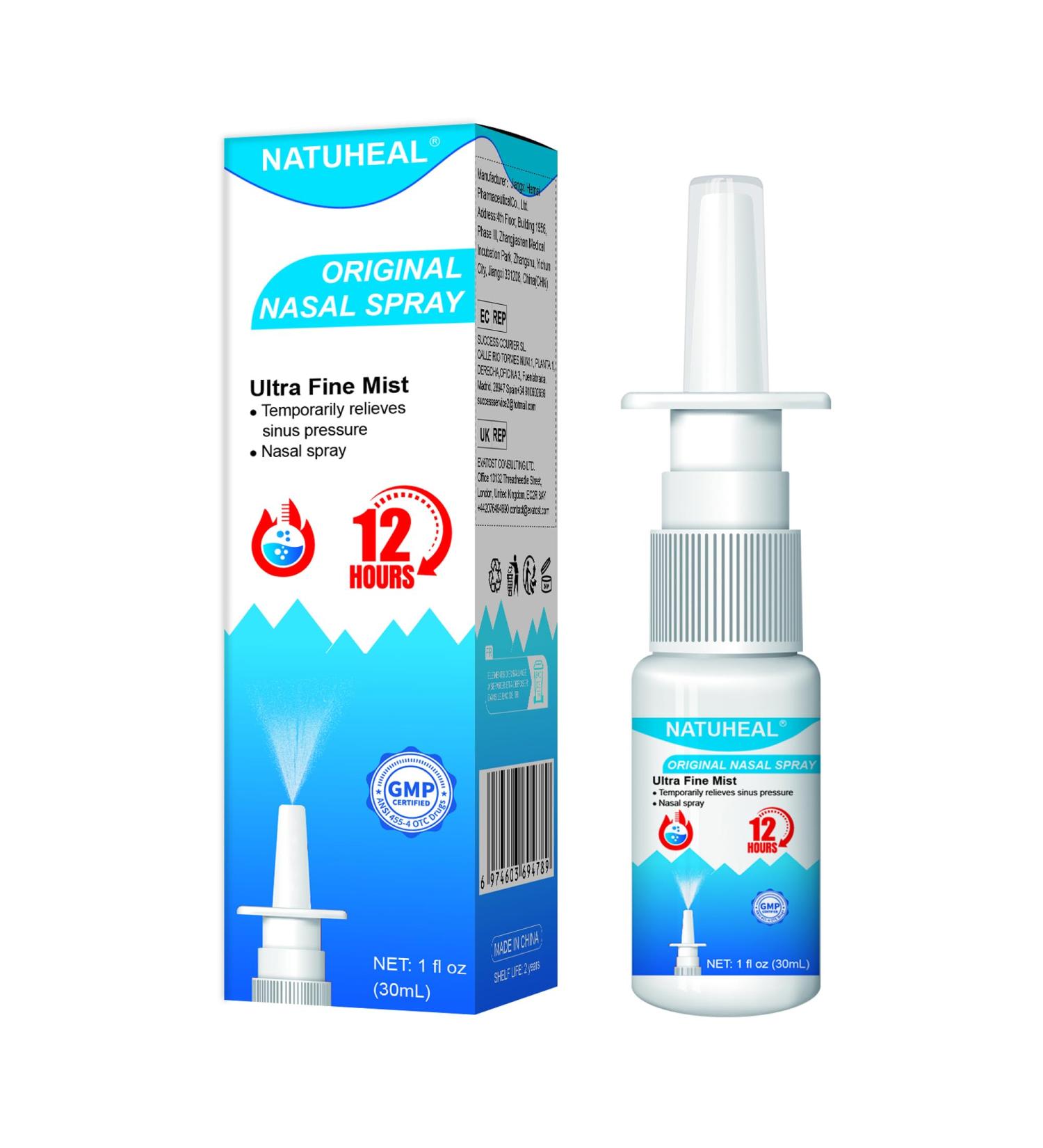 GIGAHEAL Nasal Spray with Naphazoline HCL Decongestant Strength 12 Hour Over-The-Counter Medication Nose Spray for Sinus Relief Nasal Decongestants for Adults & Sinus Congestion - 1 fl oz