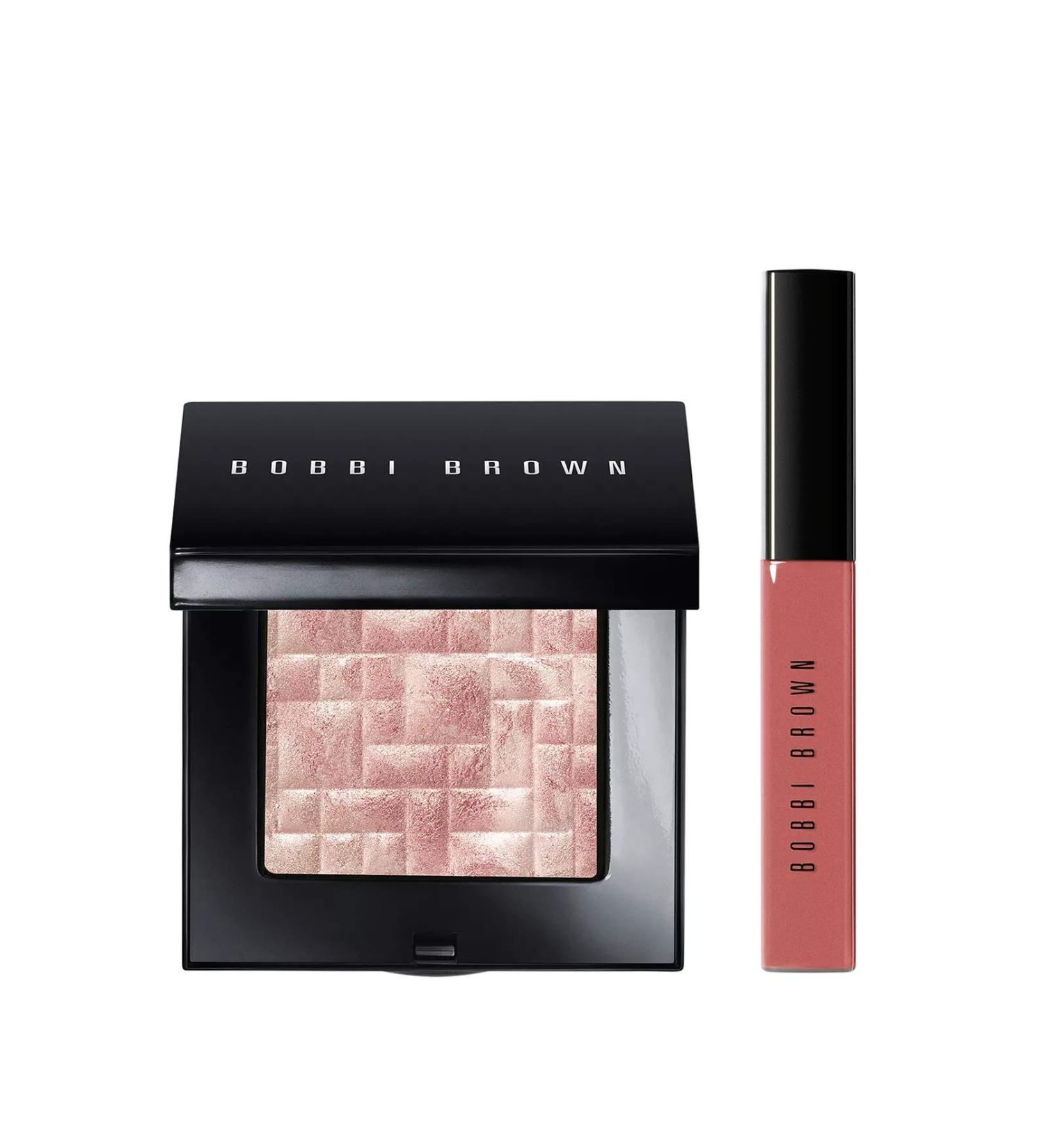 Bobbi Brown Highlight Nights Cheek And Lip Set: Full-Size Bobbi Brown Highlighting Powder in Bronze Glow and Full-Size Bobbi Brown Crushed Oil Infused Gloss in New Romance