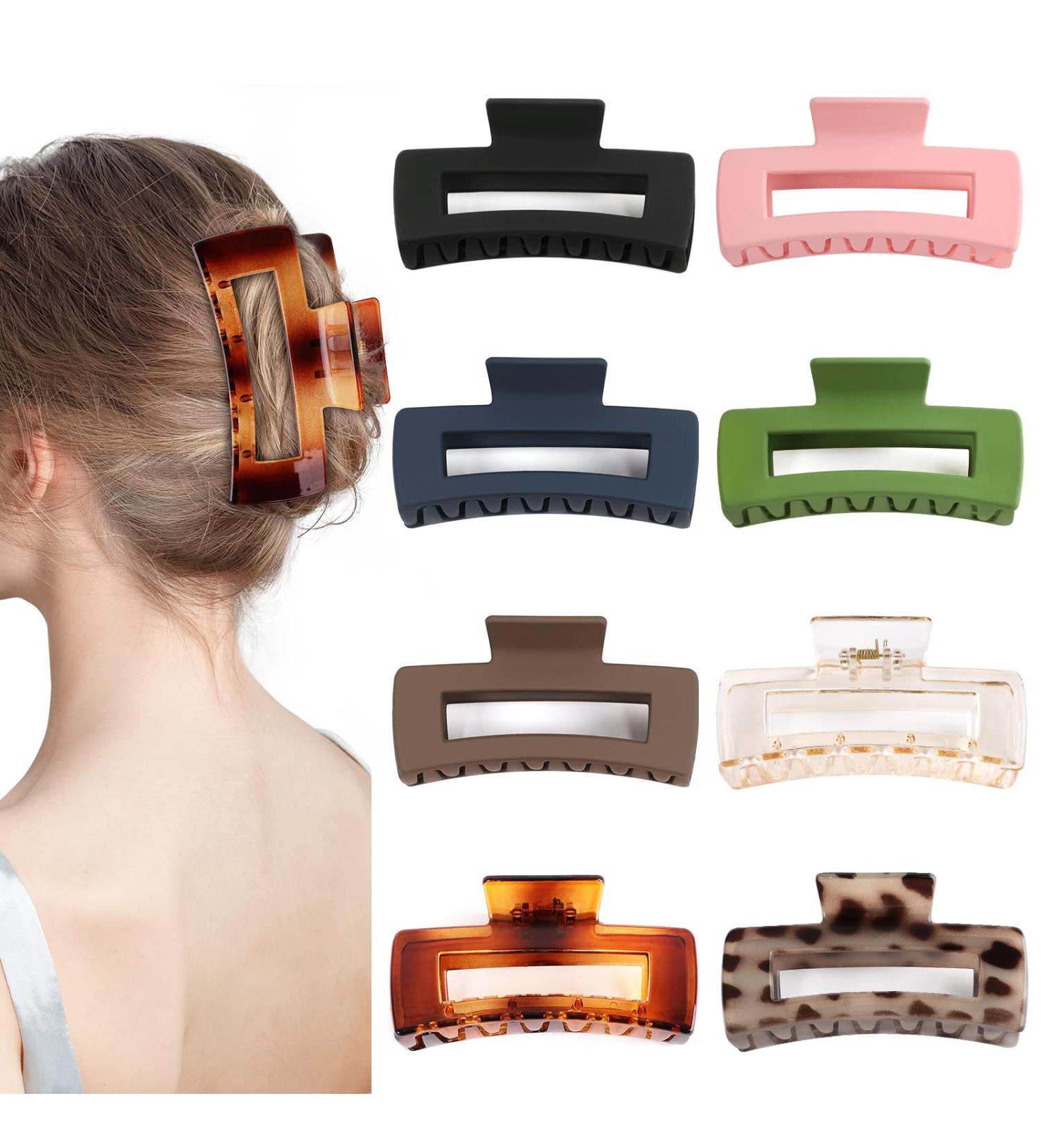 LetsFunny Large Hair Claw Clips - 8 Pack of Nonslip Hair Clips for Thick/Thin Hair - Strong Hold Big Hair Clip Set for Women and Girls - Stylish Fashion Accessories for Birthday/Christmas Gifts - Buy Online on GoSupps.com