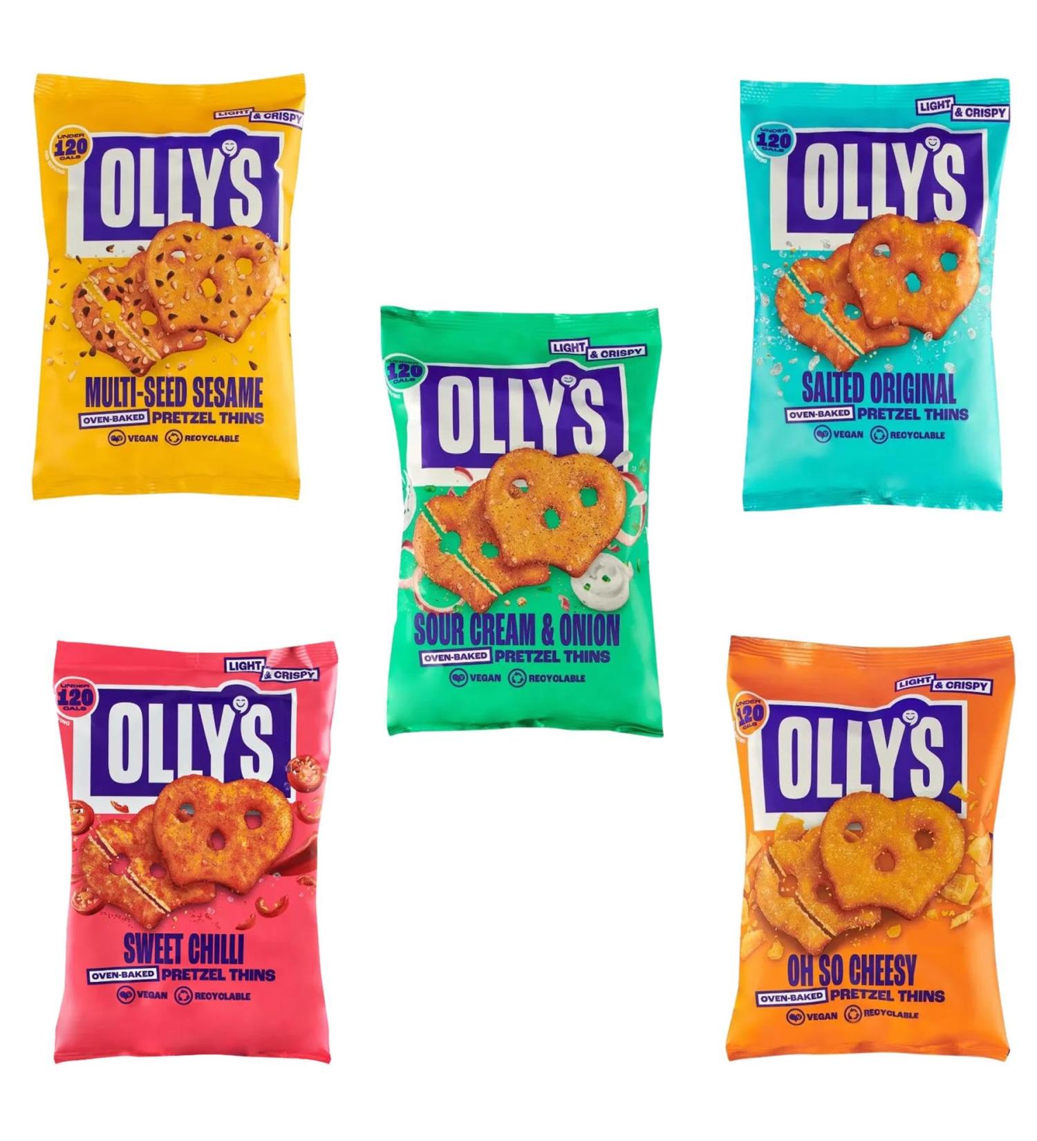Ollys Pretzel Thins Pick N Mix - Choose From 5 Flavours | Original Salted Multiseed Sesame Sour Cream & Onion Sweet Chilli & Oh So Cheesy | Handy Snack Pouches Low-Calorie Snacks Pack of 3 x 140g 140 g (Pack of 3) - Buy Online on GoSupps.com