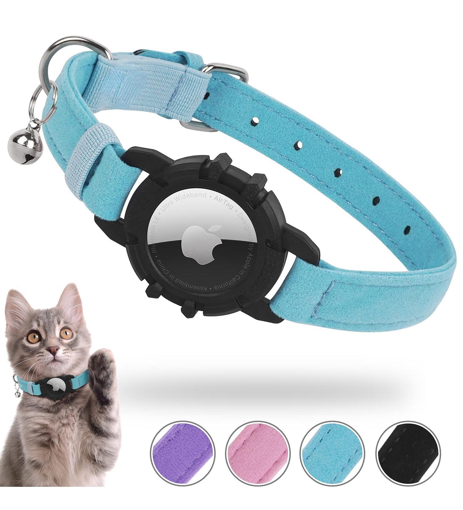 Buy Airtag Cat Neck Band - Soft GPS Collar with Bracket & Bell for Girls/Young Cats (XS Blue) - International Shipping Available - Buy Online on GoSupps.com