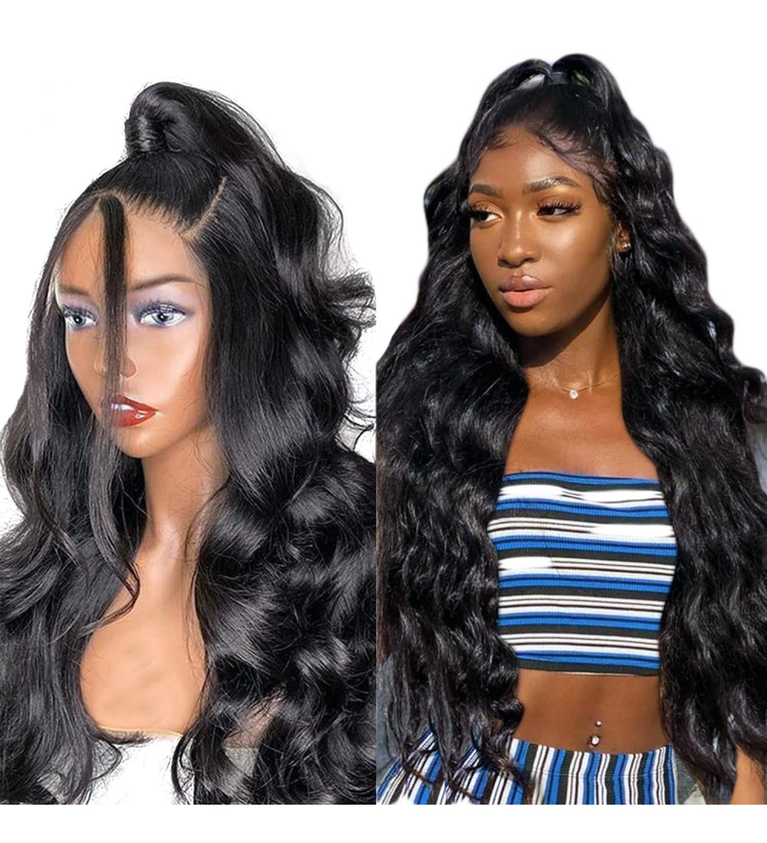 20 Inch Body Wave Lace Front Human Hair Wig for Black Women | Pre Plucked with Baby Hair | Natural Color 150% Density | Brazilian Hair | 4x4 Lace Closure - Buy Online on GoSupps.com