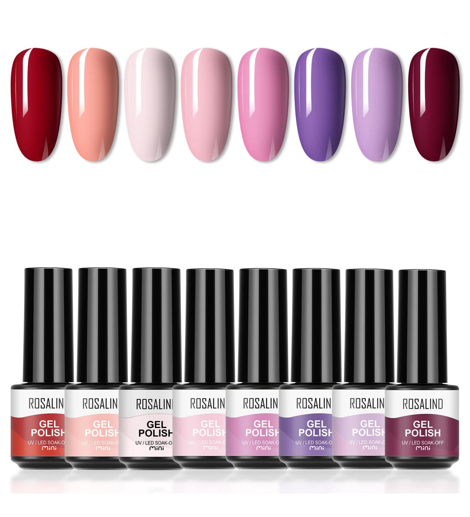 ROSALIND UV Nail Polish Pastel Set Sweet Candy Gel Nails 8 Colours Gel Nail Polish UV Colour Gel Shellac for Spring Gel Nail Polish Set Mini 002 - Buy Online on GoSupps.com