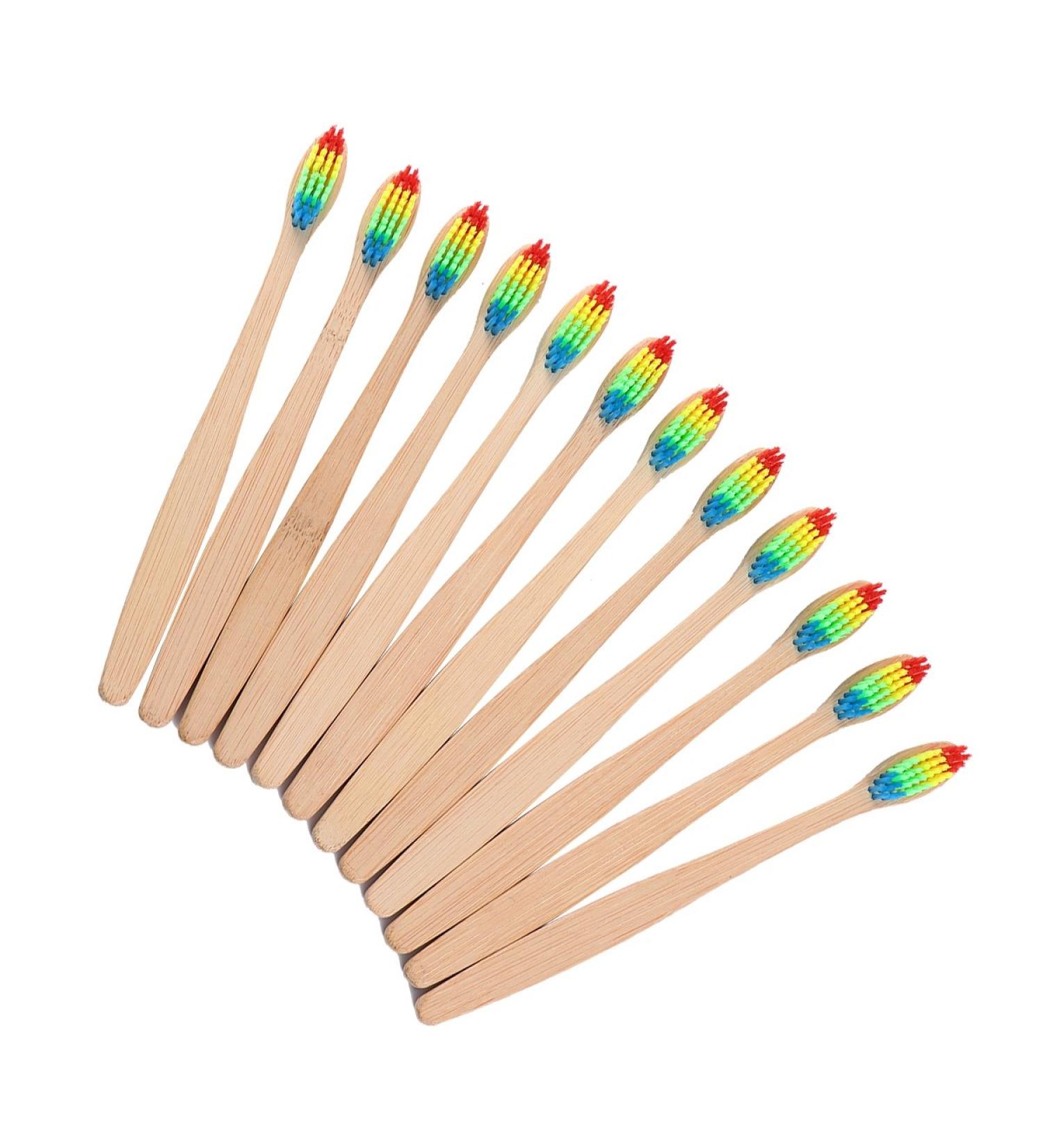 ROSENICE 12 Pack Bamboo Toothbrushes - Eco-Friendly Manual Brushes for Adults & Kids - Sustainable Oral Care - Buy Online on GoSupps.com