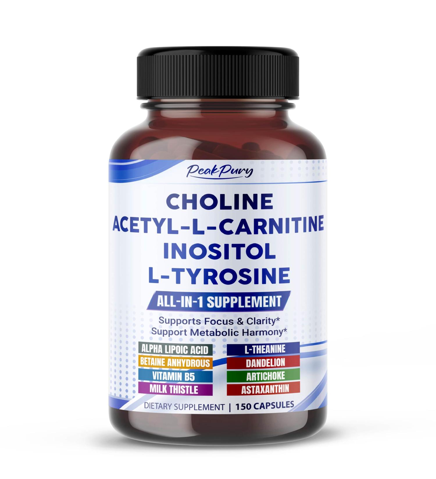 Ultra Choline Acetyl-L-Carnitine Inositol & L-Tyrosine Daily Supplement for Executive Focus & Metabolic Harmony 150 Capsules 150 count (pack of 1) - Buy Online on GoSupps.com