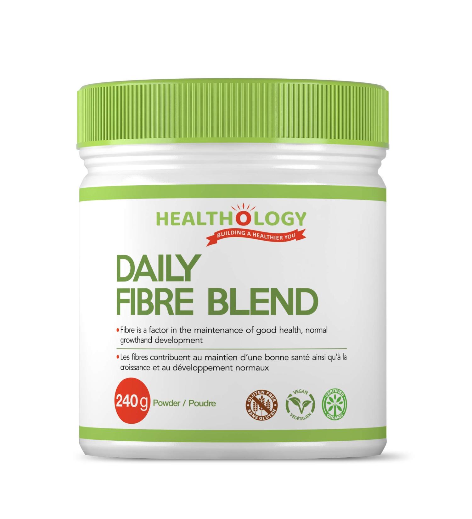 HEALTHOLOGY Daily Fibre Blend | Fibre Powder Supplement | Vegan & Certified Organic Fiber Source 240 gram - Buy Online on GoSupps.com