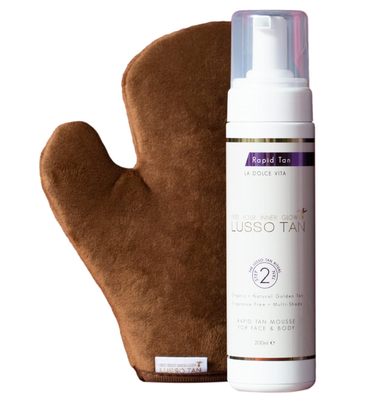 Lusso Tan Flawless Tan Kit Gift Set - Rapid Self Tan Mousse & Velvet Application Soft Double Sided Tanning Mitt. For Streak-Free Application. Vegan Pregnancy Safe Fake Tan. Fast Sunless Tanner Rapid Tan Gift Set - Buy Online on GoSupps.com