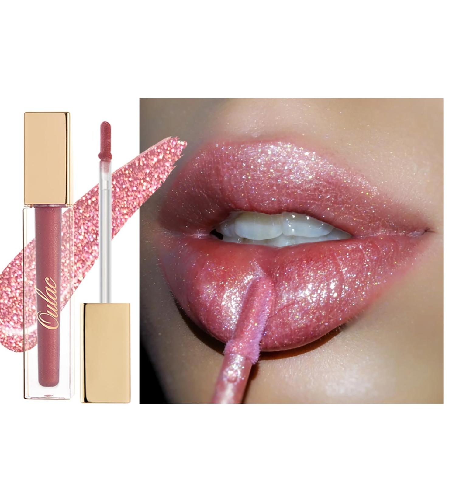 Oulac Lip Gloss Shiny - 3D Gloss Finish Liquid Lipstick with Rose Damascena Extract | Moisture & Lip Care for Dry Lips | 4.5ml Purple Rosa (C08) - Buy Online on GoSupps.com