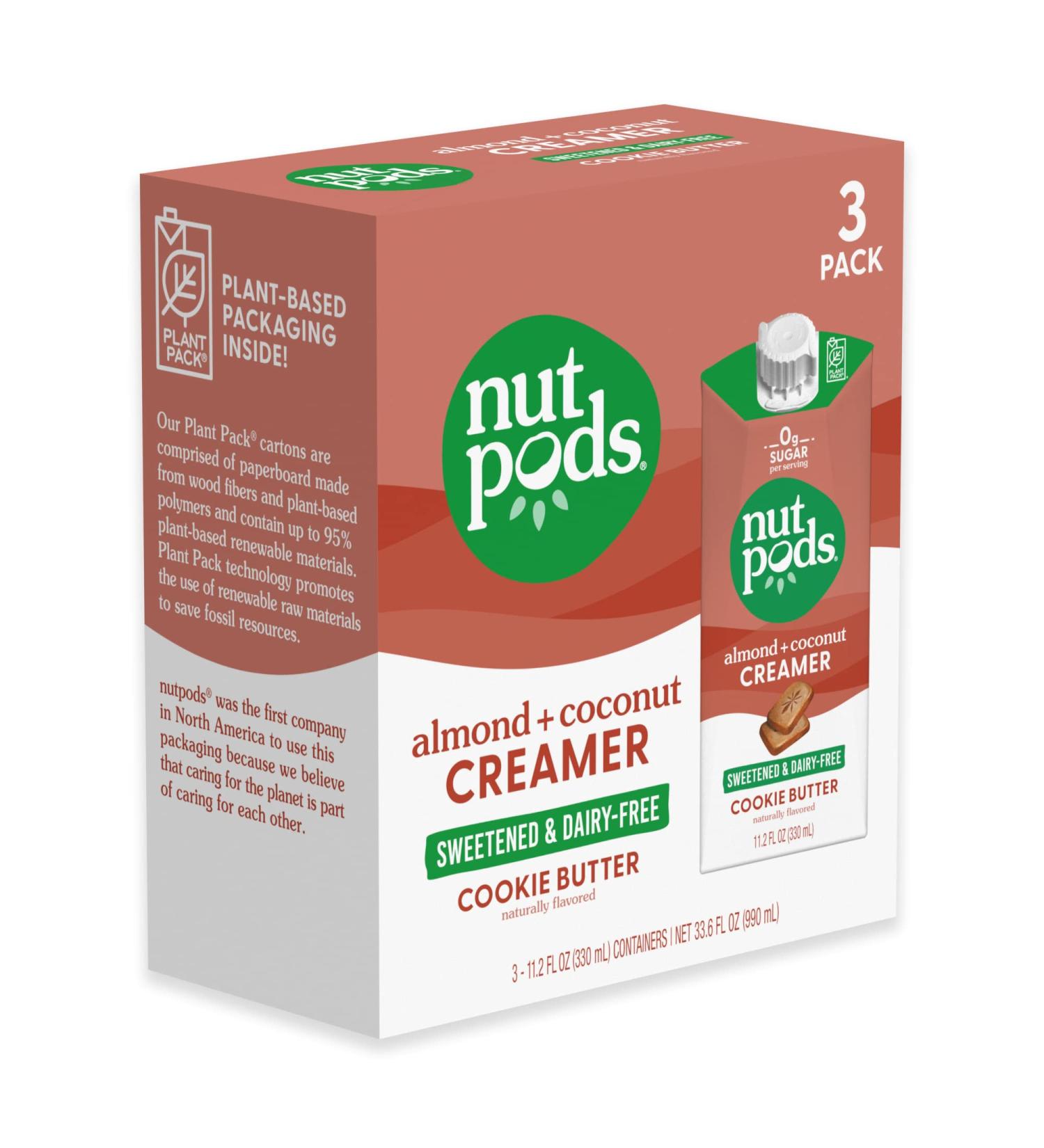 nutpods Cookie Butter Keto Coffee Creamer - 3-Pack, Sugar Free, 5 Calories - Gluten Free, Non-GMO, Vegan - 11.2 Fl Oz - Buy Online on GoSupps.com