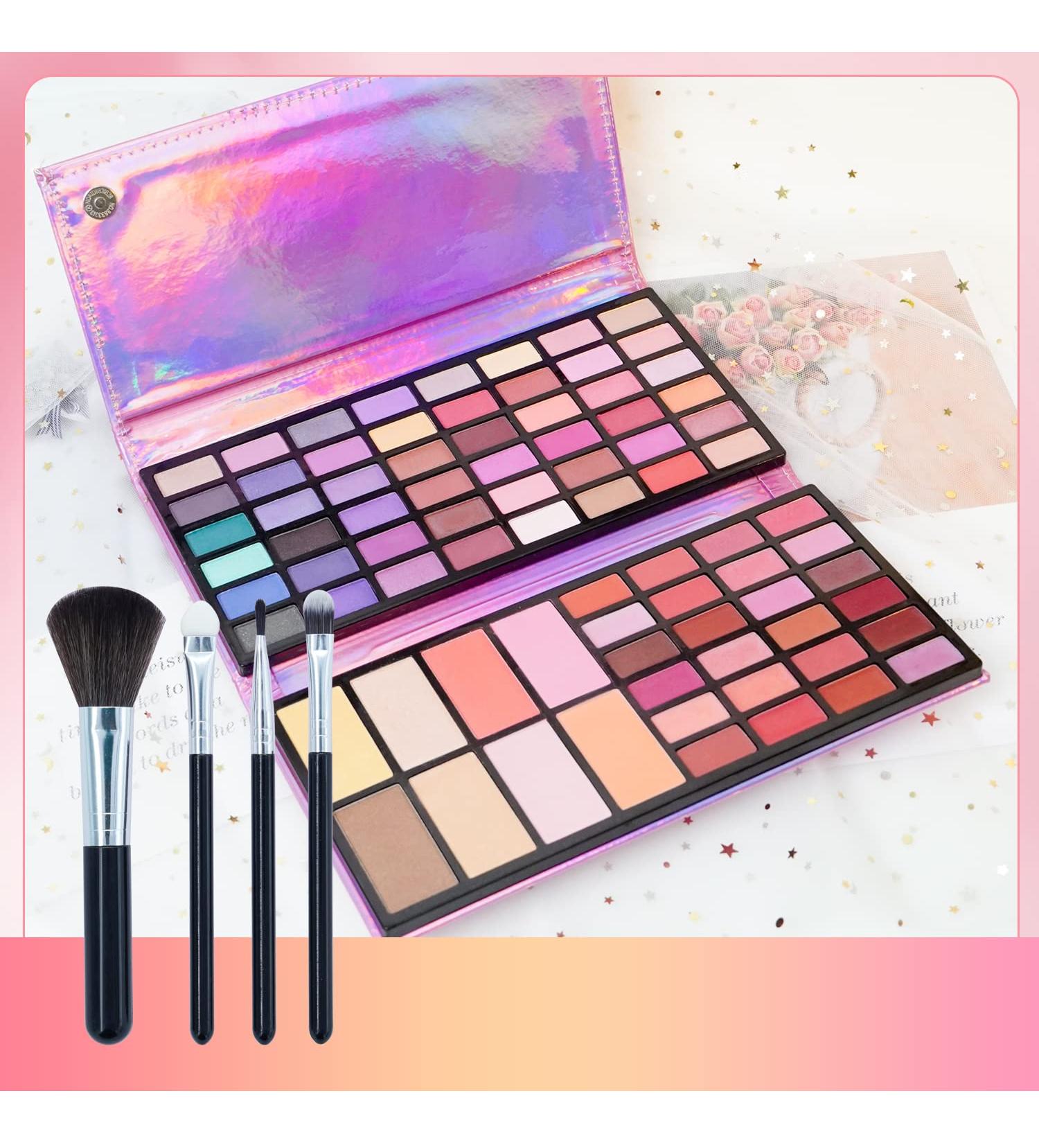 Nuotridge 80 Colors Makeup Kit with 4 Brushes - Matte, Shimmer, Glitter Makeup Gift Set - Eyeshadow, Lipgloss, Contour - All in One Make Up Kit - Buy Online on GoSupps.com