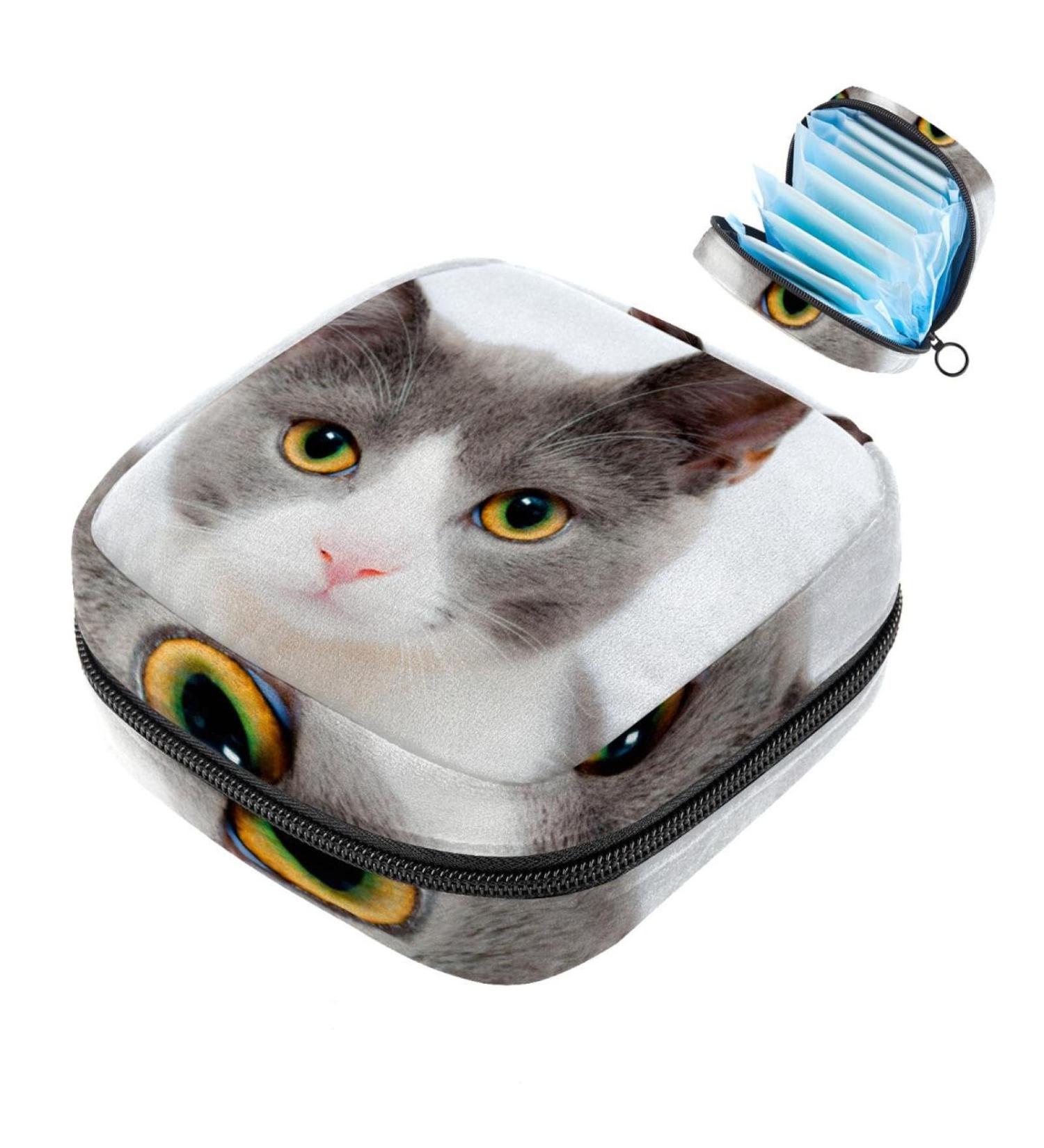 Cute Cat Storage Bags for Women | Portable Menstrual & Bandage Holders | Multicolored Organizers for School & Office - Buy Online on GoSupps.com