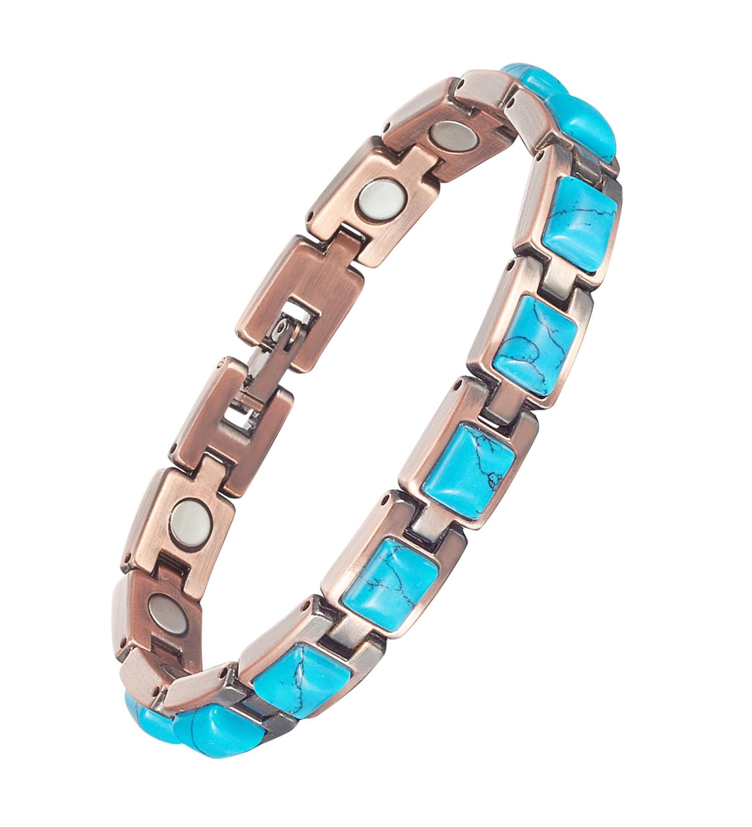 EnerCoppeX Copper Magnetic Bracelet for Women - Turquoise Jewelry with 3500 Gauss Magnet (COB-0165) - Buy Online on GoSupps.com