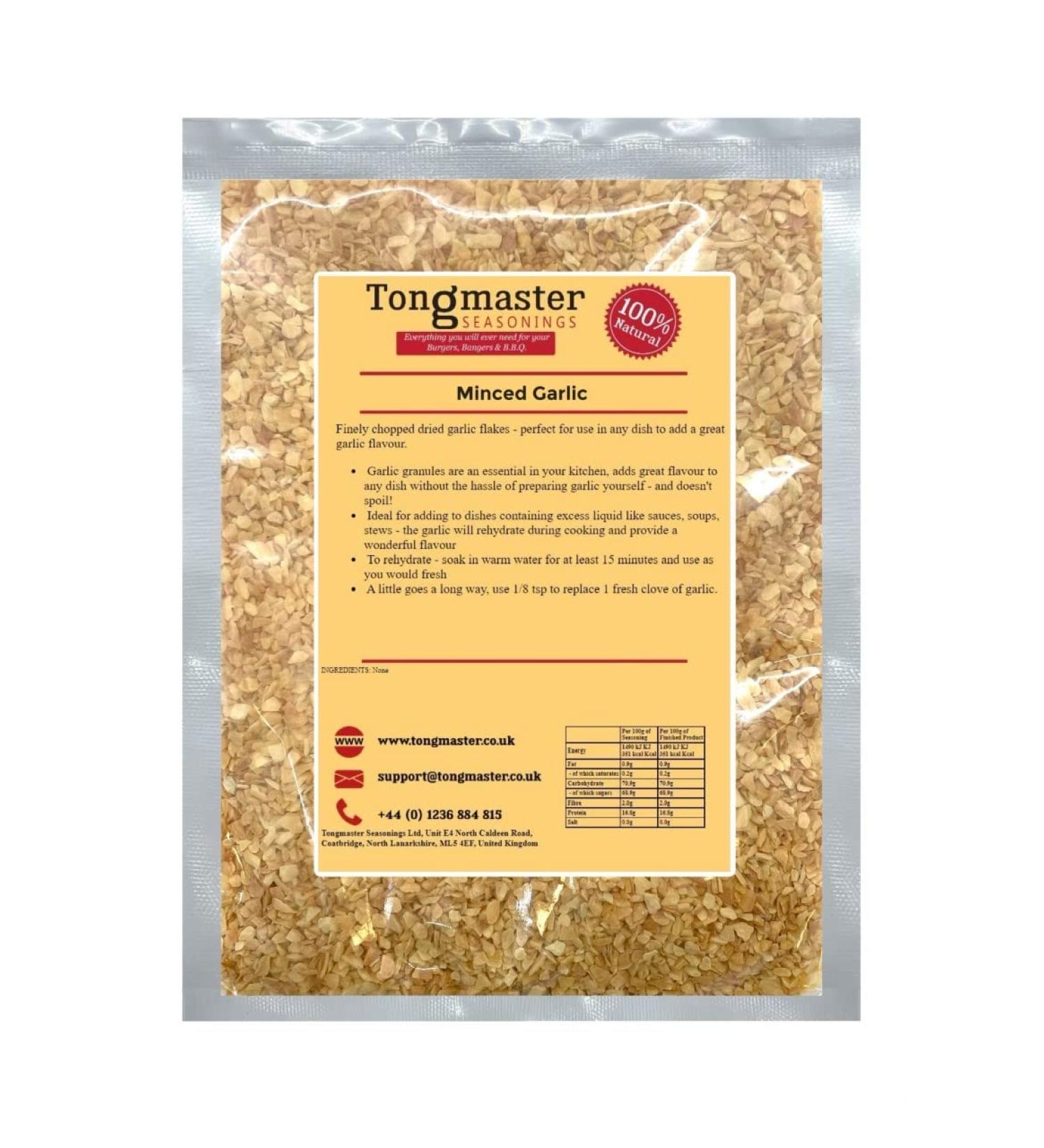 Minced Dried Chopped Garlic Granules - 200g 8/16 Mesh Ideal Size for Grinders