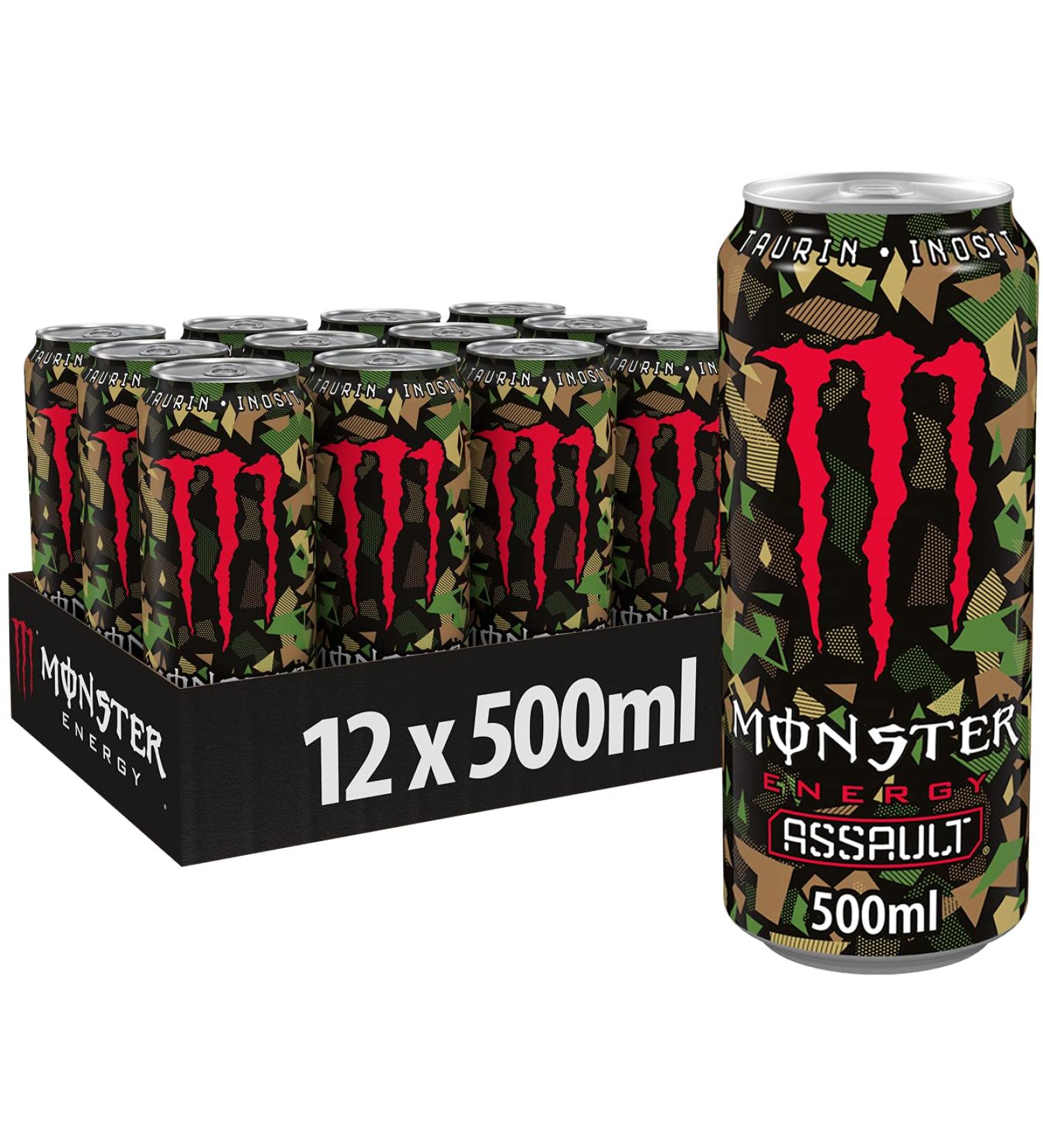 Buy Monster Energy Assault - Refreshing Energy Drink with 160 mg Caffeine (12 x 500 ml Cans) - International Shipping Available - Buy Online on GoSupps.com