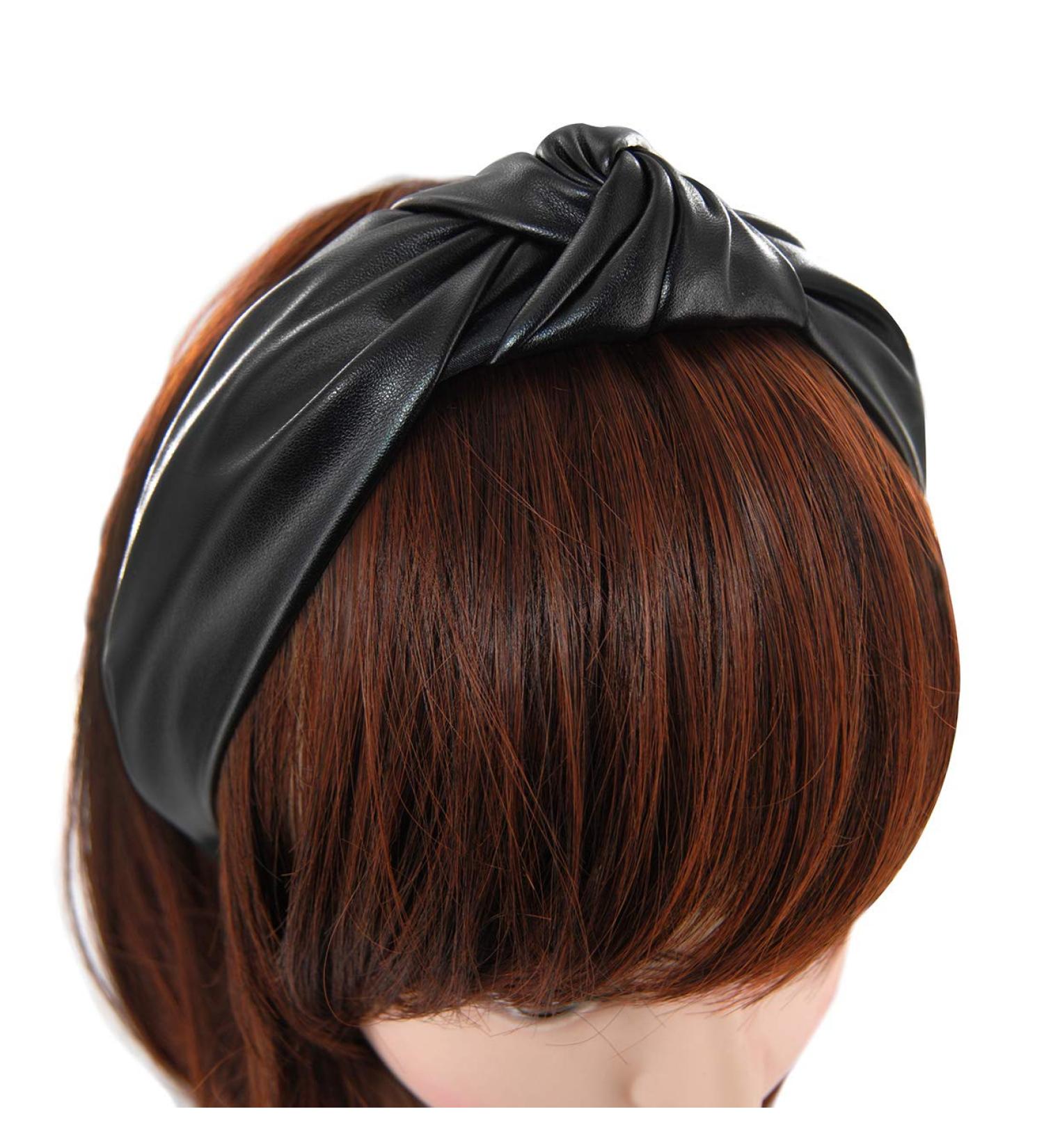 Shop AXY Leather Headband - Classic & Fashionable Vintage Hairband for Ladies - HR27AL (Black) - Buy Online on GoSupps.com