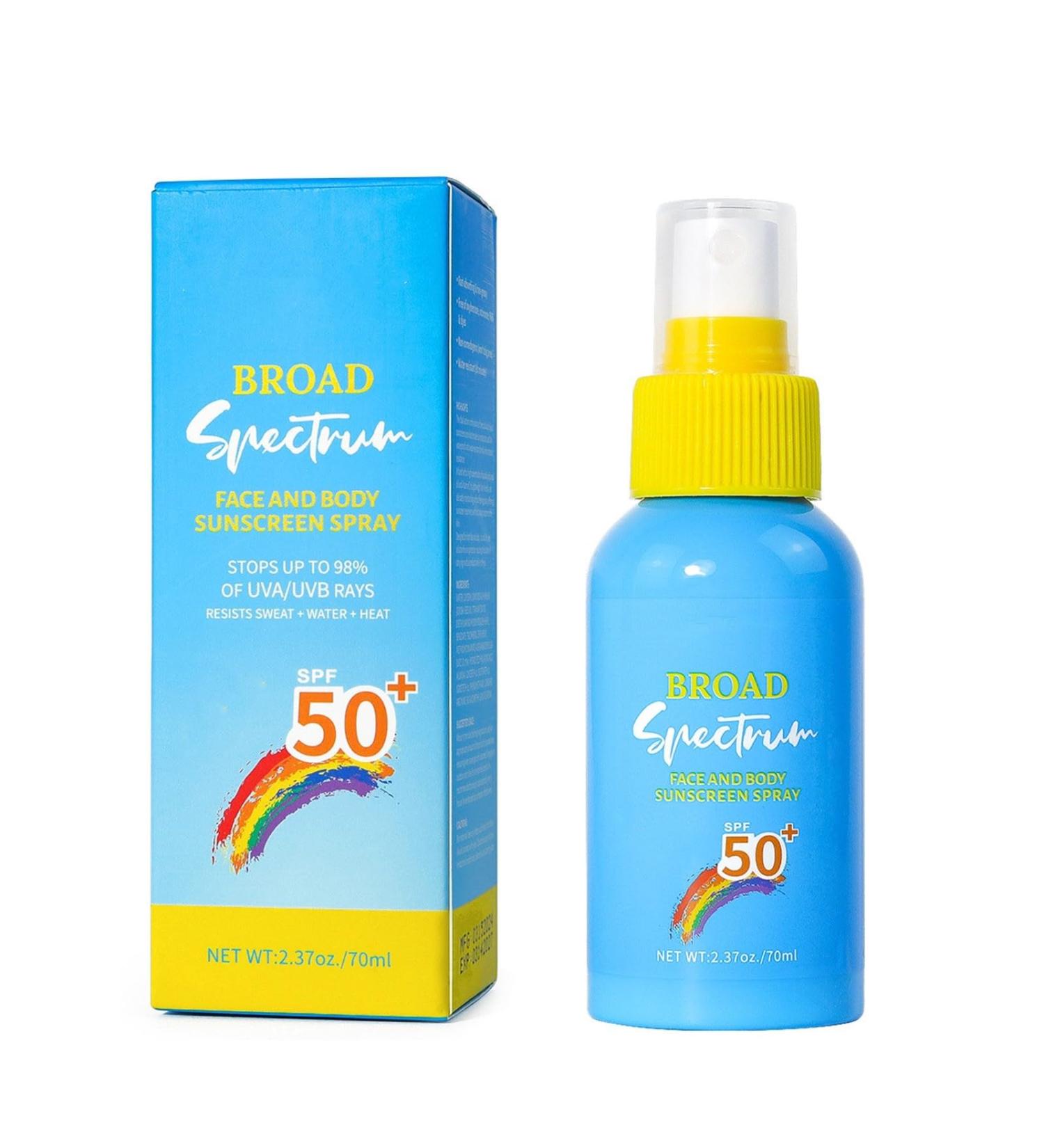 Refreshing Water Mist Sunscreen For Face & Body Travel Size SPF 50 Face Mist - Non-Aerosol | Long Lasting Waterproof Non-Greasy Hydrating Sun Protect SPF 50 Spray for Daily Protection - Buy Online on GoSupps.com