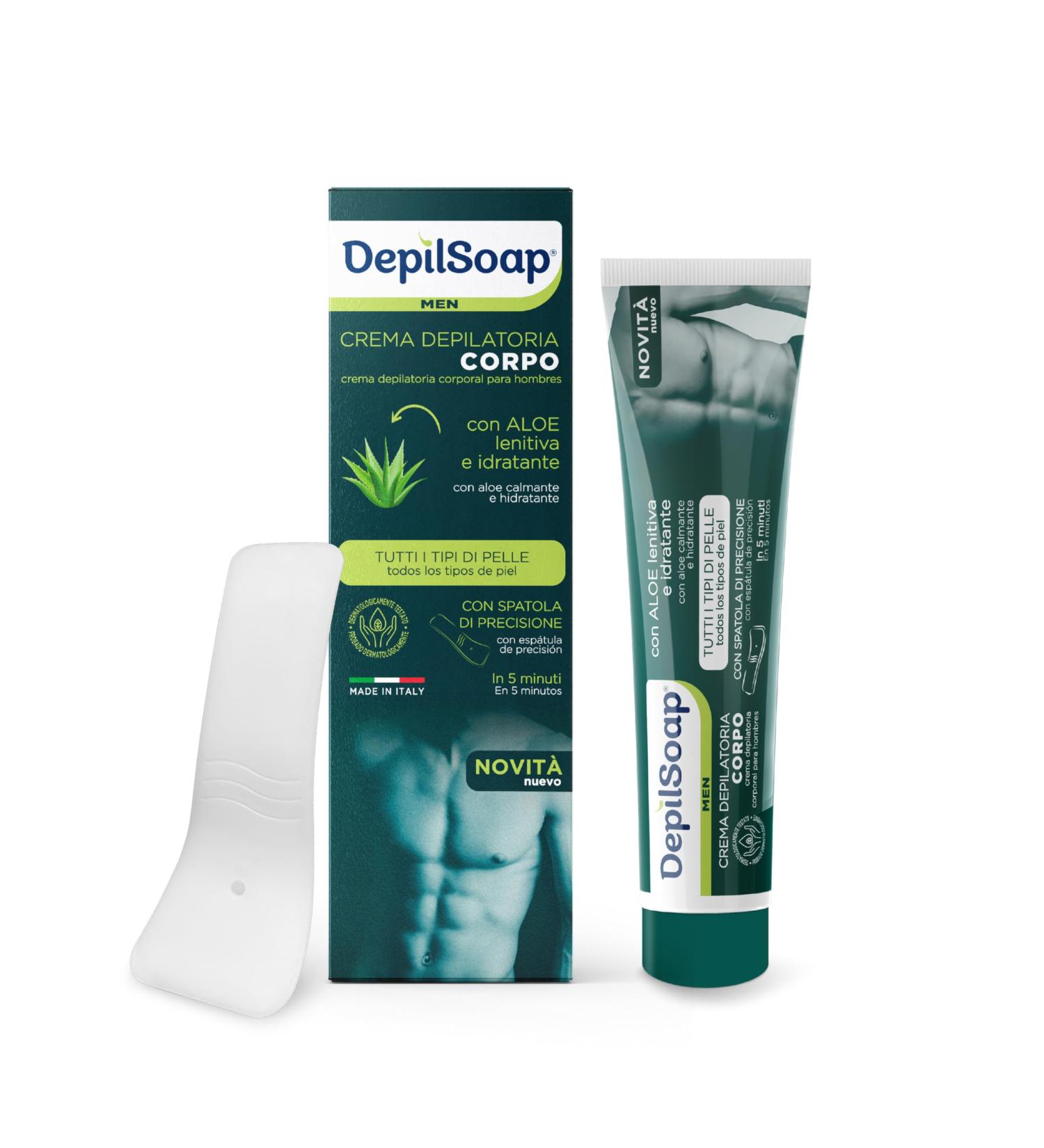  DEPILSOAP Hair Removal Cream for Men - Pack of 150 ml - Suitable for all skin types - Ammonia Free - Enriched with natural ingredients such as Aloe and Vitamin E - Buy Online on GoSupps.com