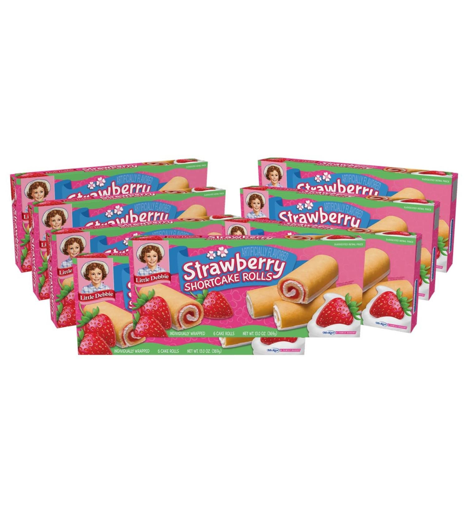 Little Debbie Strawberry Shortcake Rolls - 8 Boxes of Yellow Cake with Creme and Strawberry Filling - Buy Online on GoSupps.com