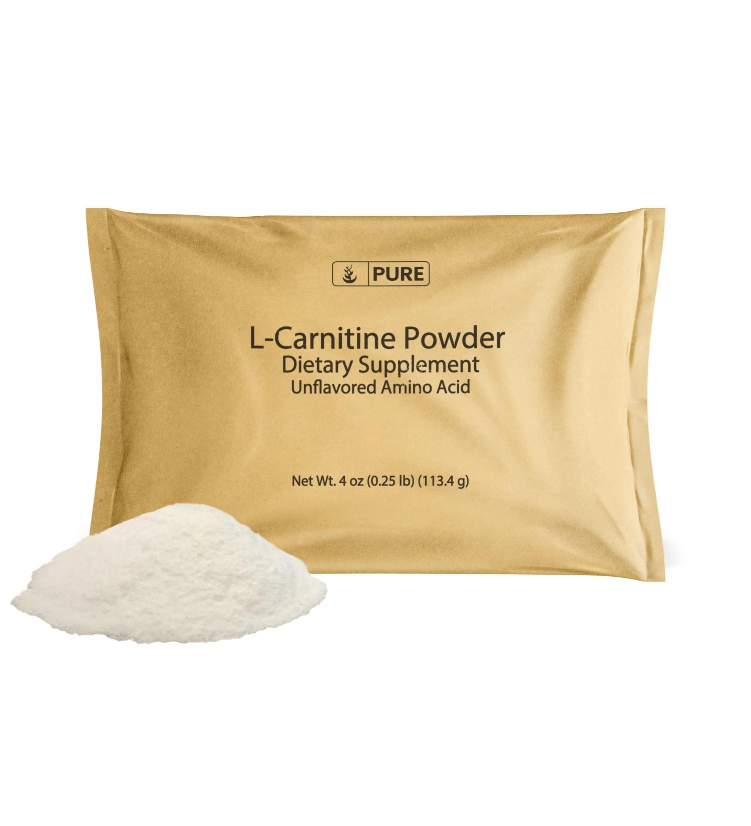 Premium 100% L-Carnitine Powder 4 oz - 500mg Serving - Gluten-Free, Non-GMO Dietary Supplement - Unflavored with Eco-Friendly Packaging - Buy Online on GoSupps.com