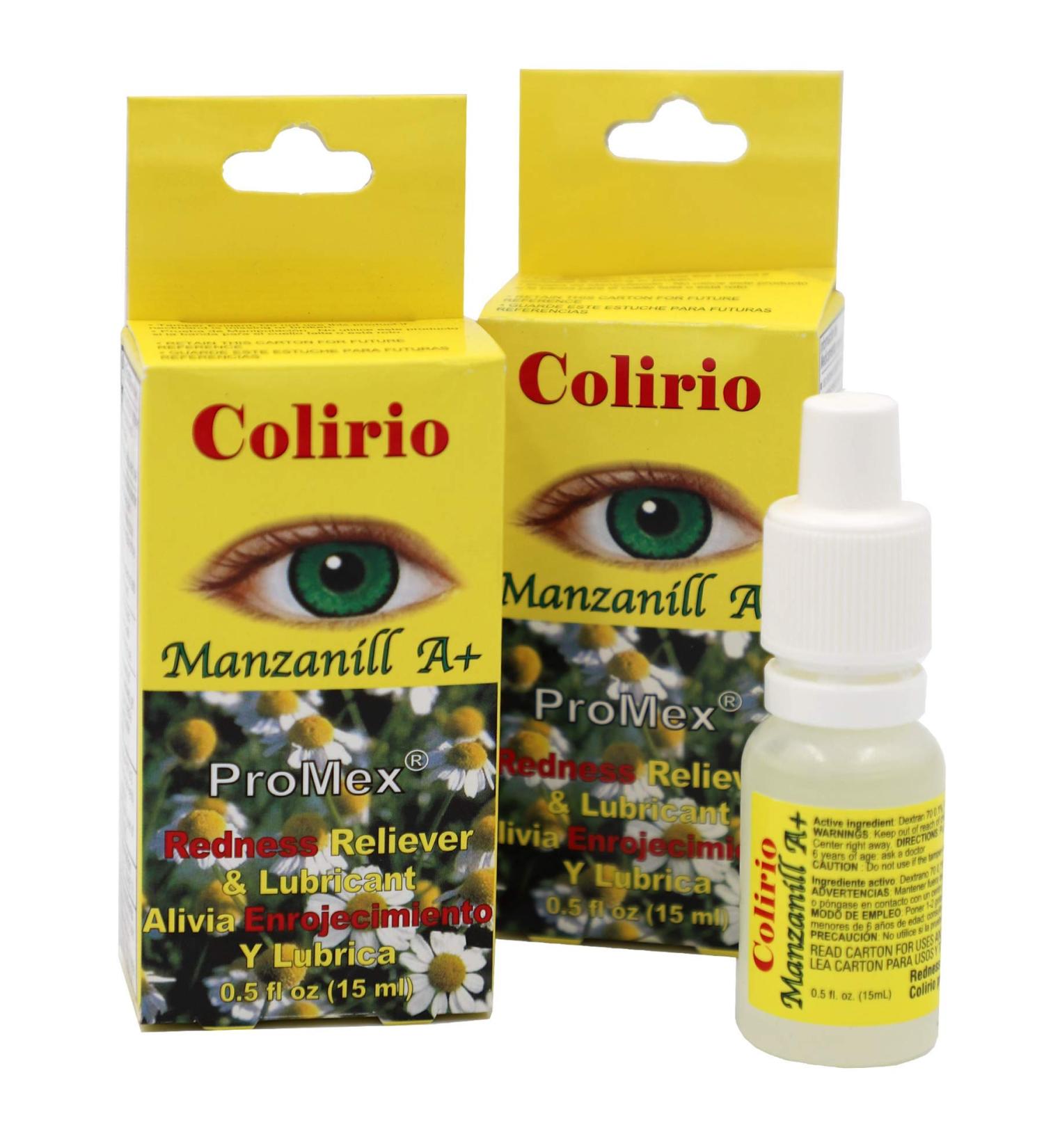 Colirio Manzanill A+ Eye Lubricant Redness and Dryness Relief 2-Pack of 0.5 FL Oz Bottles. - Buy Online on GoSupps.com