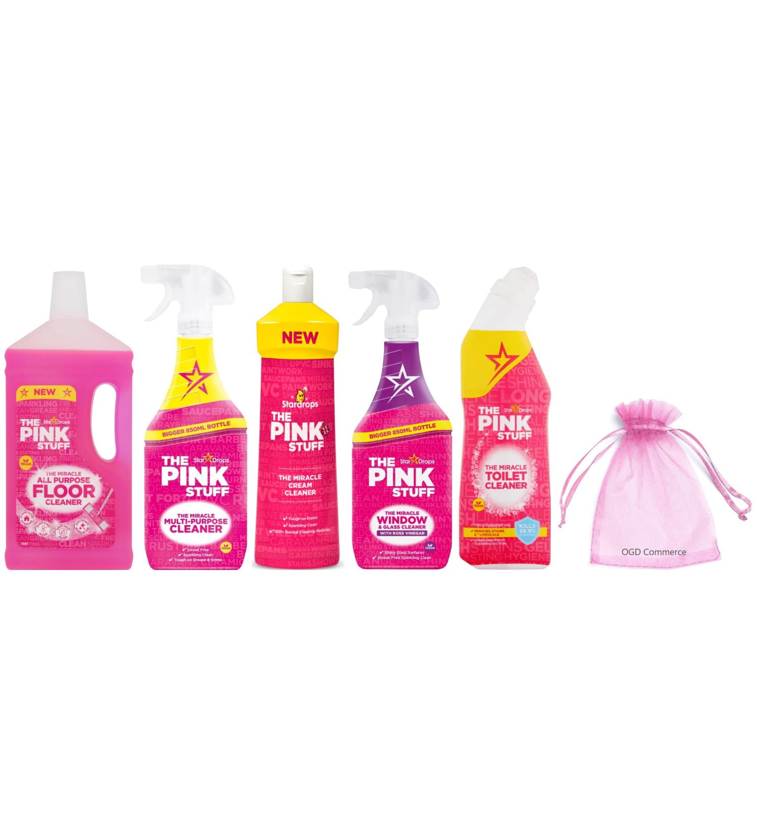 The Pink Stuff for Household cleaning bundle: Floor Cleaner Multipurpose spray Cream Cleaner Window & Glass spray Toilet Cleaner 5 pieces Set + for you: Organza Small Bag - Buy Online on GoSupps.com
