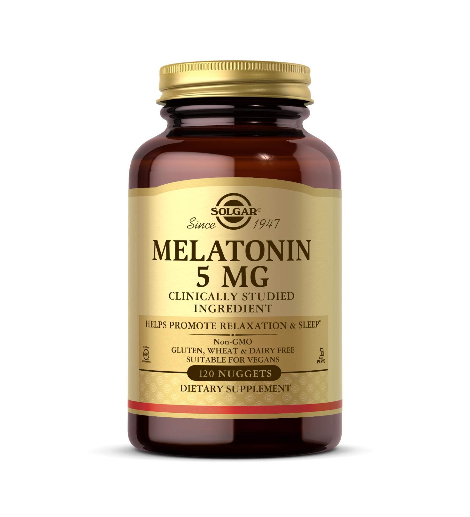 Solgar Melatonin 5mg Nuggets - 120 Count for Better Sleep | Natural Sleep Aid - Buy Online on GoSupps.com