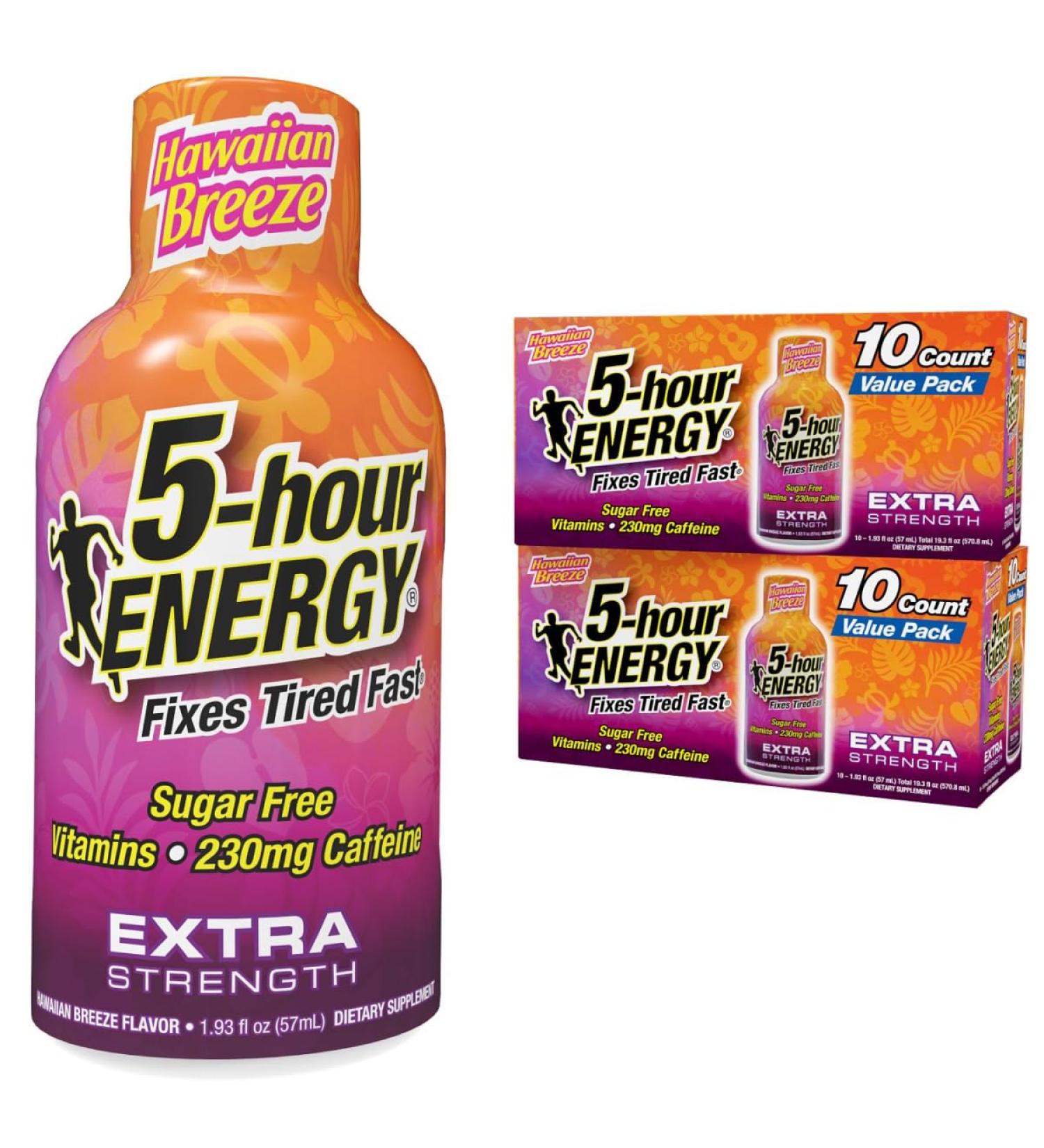 5-hour ENERGY Extra Strength Hawaiian Breeze Energy Shot 1.93oz 20-Pack Sugar Free Caffeine Energy Booster with B-Vitamins & Amino Acids Zero Calorie (20 Bottles Single Flavor Hawaiian Breeze) Hawaiian Breeze 20 Bot  - Buy Online on GoSupps.com