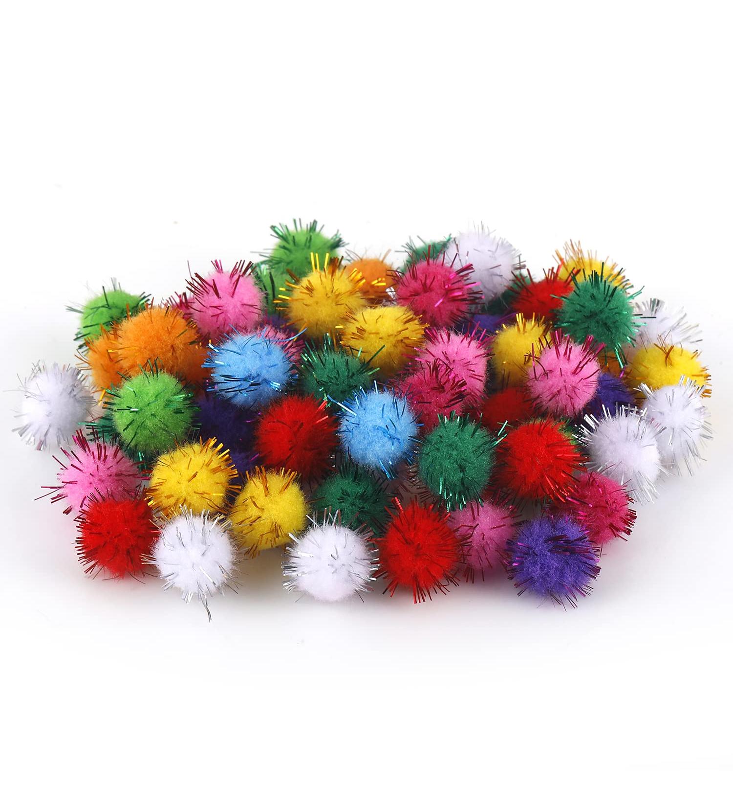 Colored Glitter Pompom Balls - 270pcs DIY Craft Supplies for Christmas Decor - Buy Online on GoSupps.com
