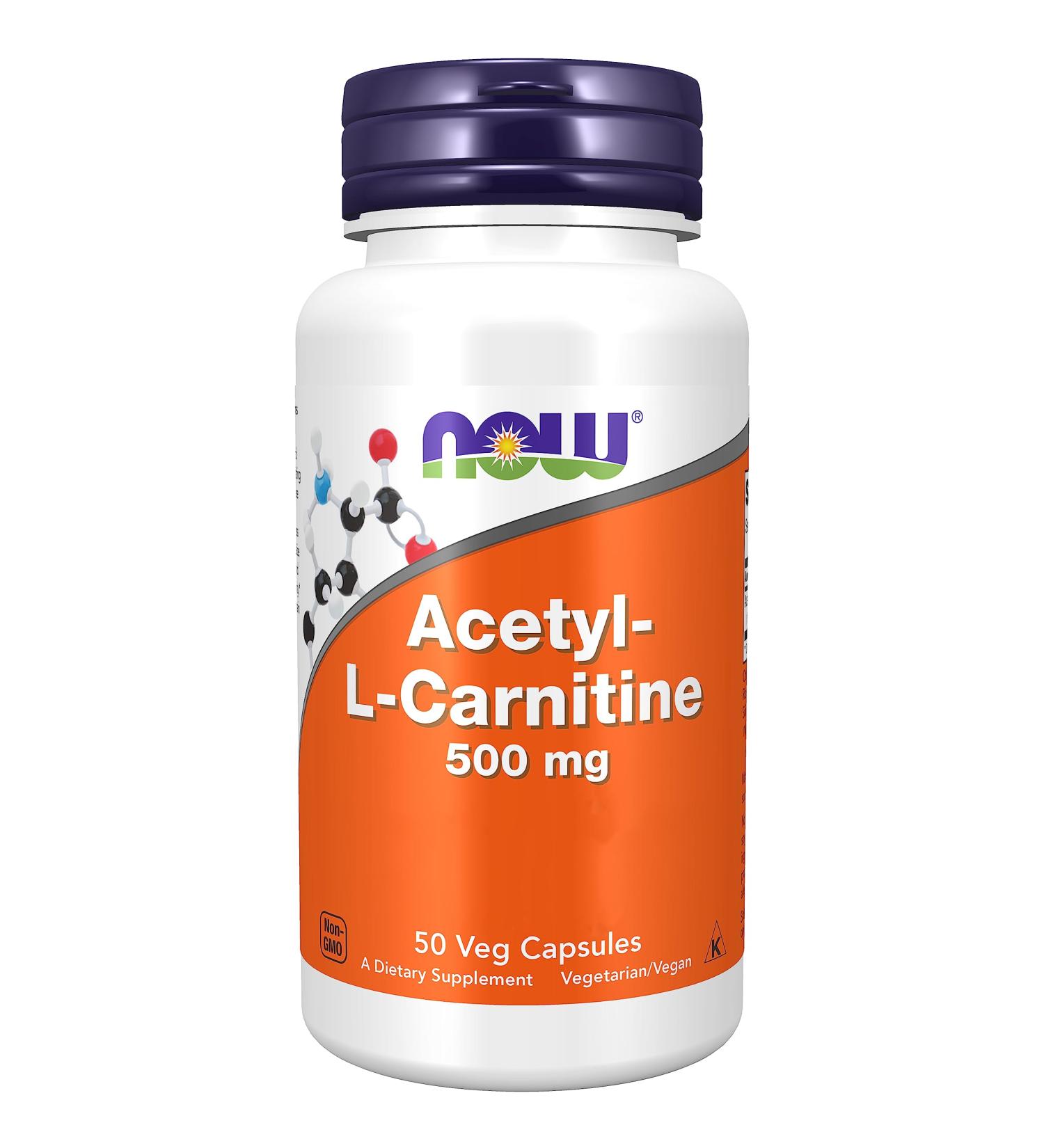 Now Foods Acetyl-L-Carnitine 500mg - 50 Vegan Capsules | Lab-Tested Amino Acid | Gluten & SOYA Free | Vegetarian-Friendly - Buy Online on GoSupps.com