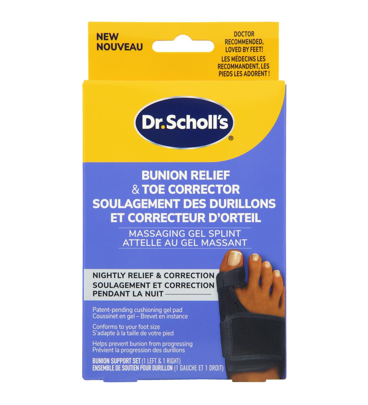 Dr. Scholl's BUNION RELIEF & TOE CORRECTOR // Massaging Gel Bunion Splint & Big Toe Straightener - Bunion Corrector for Women & Men - Bunion Pads for Bunion Relief 1 support set (left & right) - Buy Online on GoSupps.com