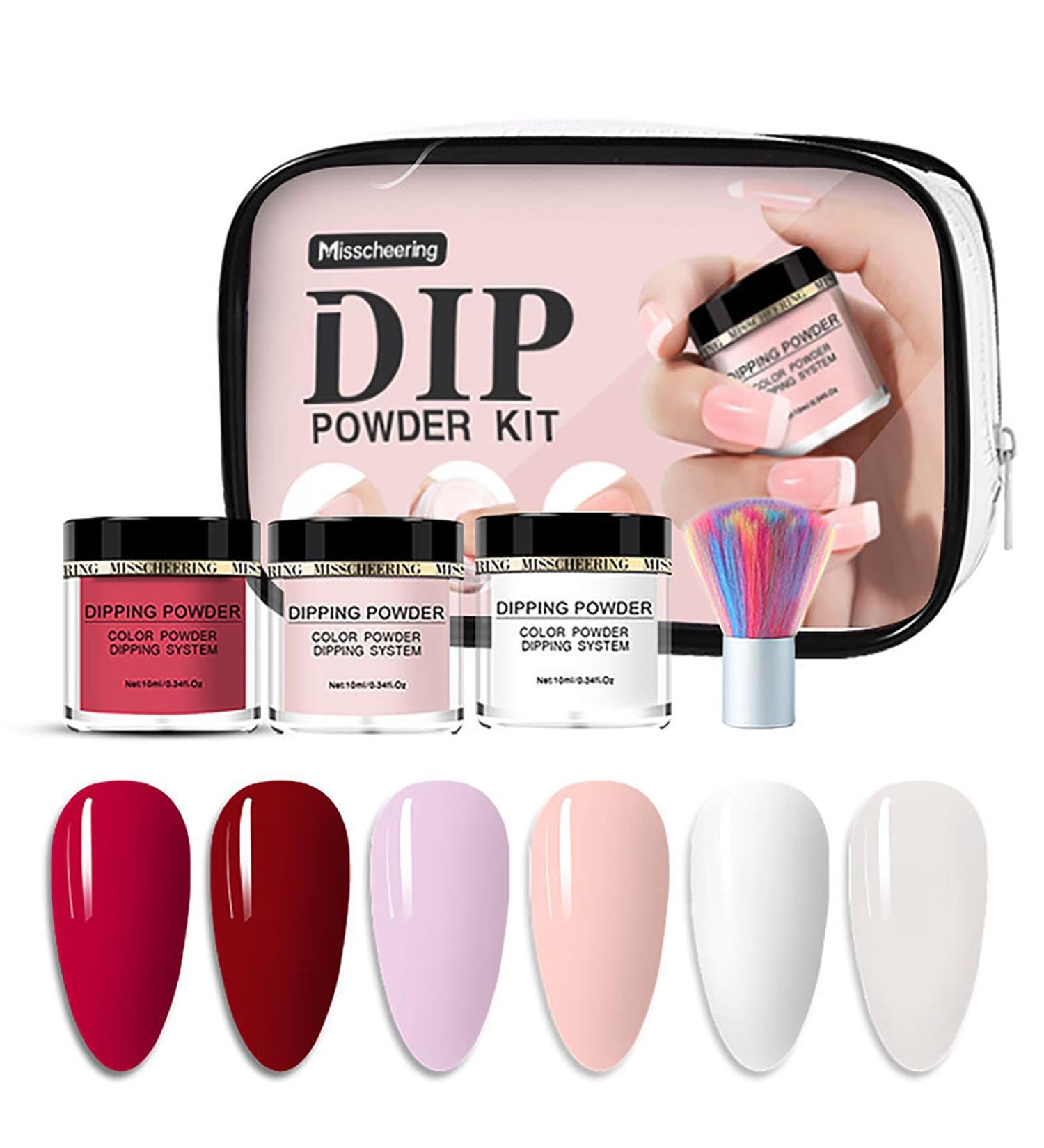 MKNZOME 6 Colors Dip Powder Nail Kit Nude Pink White Dipping Powder Starter Kit Nail Powder Nail Accessories Nail Art Set Nail Kit for Beginners Dip Manicure Kits Gift for Girls and Women #1 - Buy Online on GoSupps.com