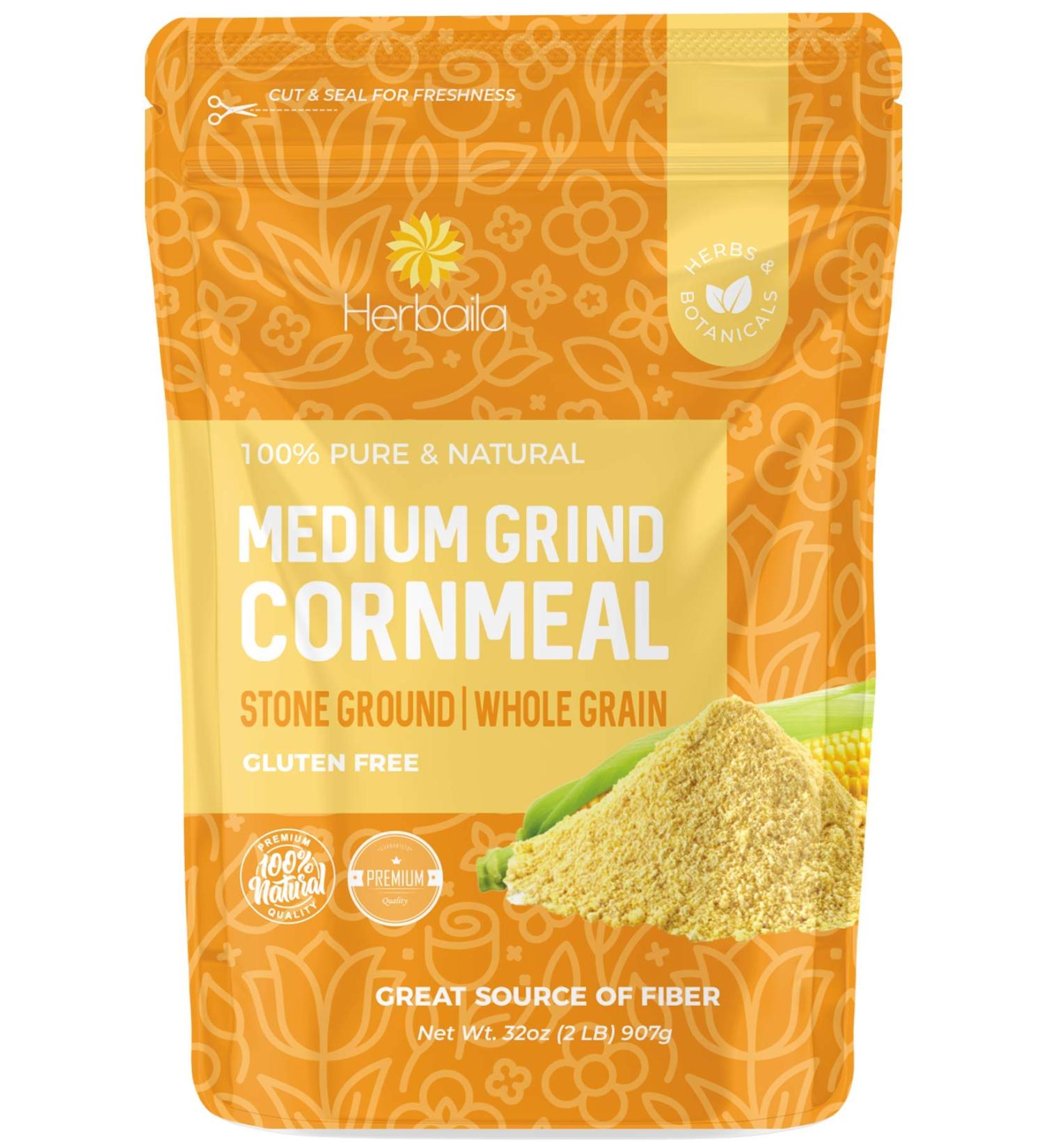 Cornmeal 2lb / 32oz, Corn Meal for Baking and Cooking, Stone Ground Cornmeal Medium Grind, Gluten Free Cornmeal, 100% Whole Ground Corn, Non-GMO.