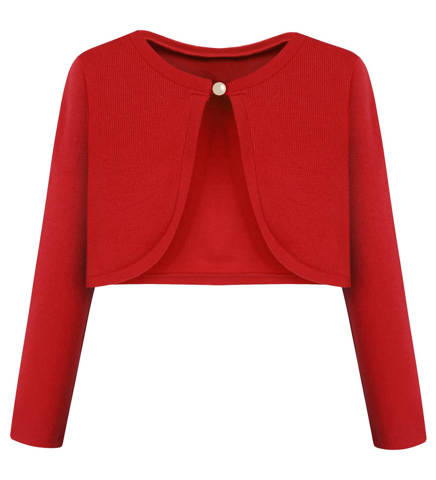 BONNY BILLY Girls Knitted Cotton Bolero Shrug - Red, 8-9 Years | Kids Cardigan - Buy Online on GoSupps.com