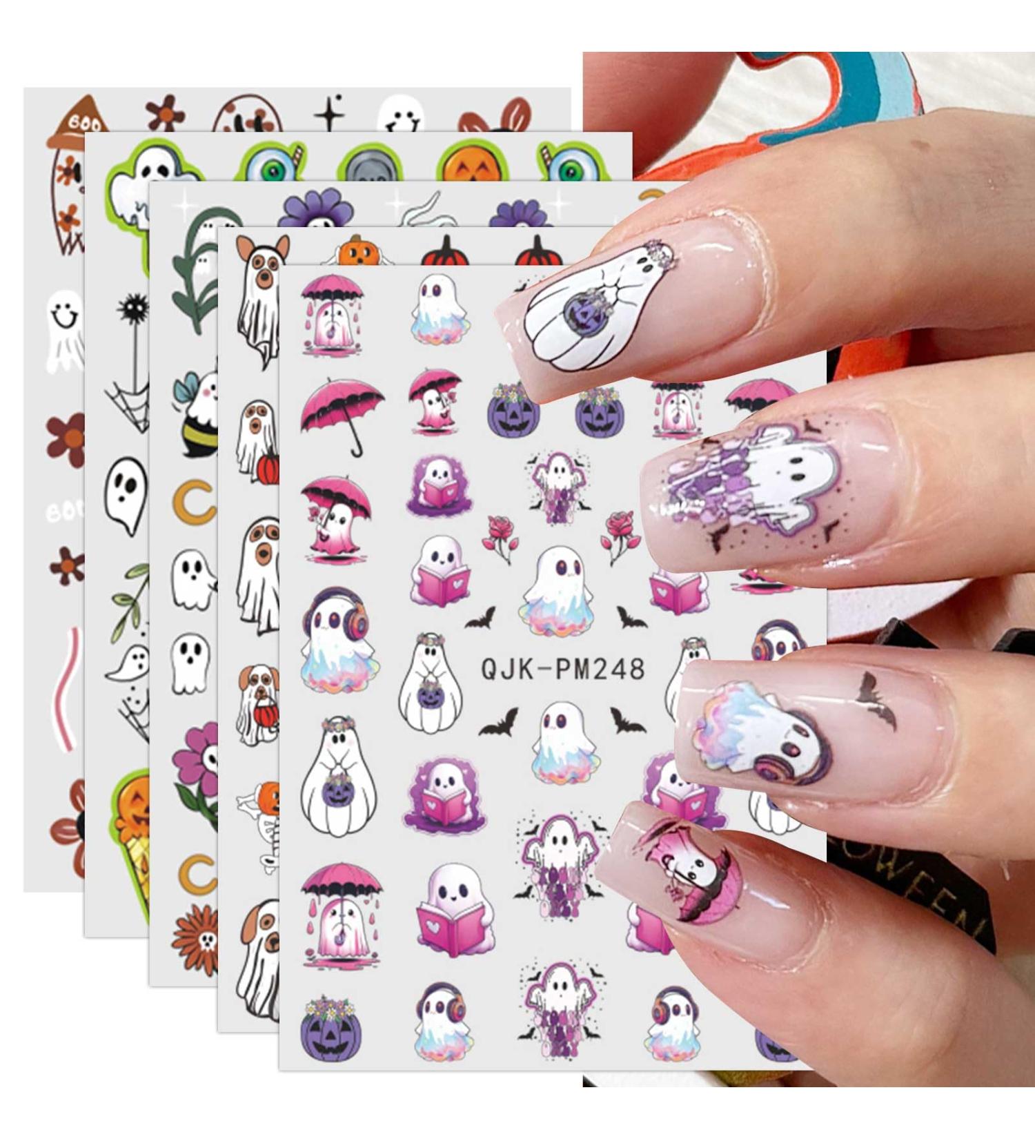 JMEOWIO 9 Sheets Halloween Nail Art Stickers Decals Self-Adhesive Cute Ghost Bat Pumpkin Nail Supplies Nail Art Design Decoration Accessories - Buy Online on GoSupps.com
