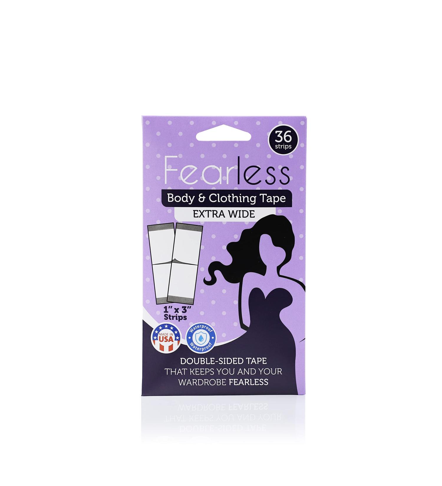 Fearless Tape - Double Sided Extra Wide Fashion Tape (36 Strip Pack) | Transparent Clear Color for All Skin Shades - Buy Online on GoSupps.com