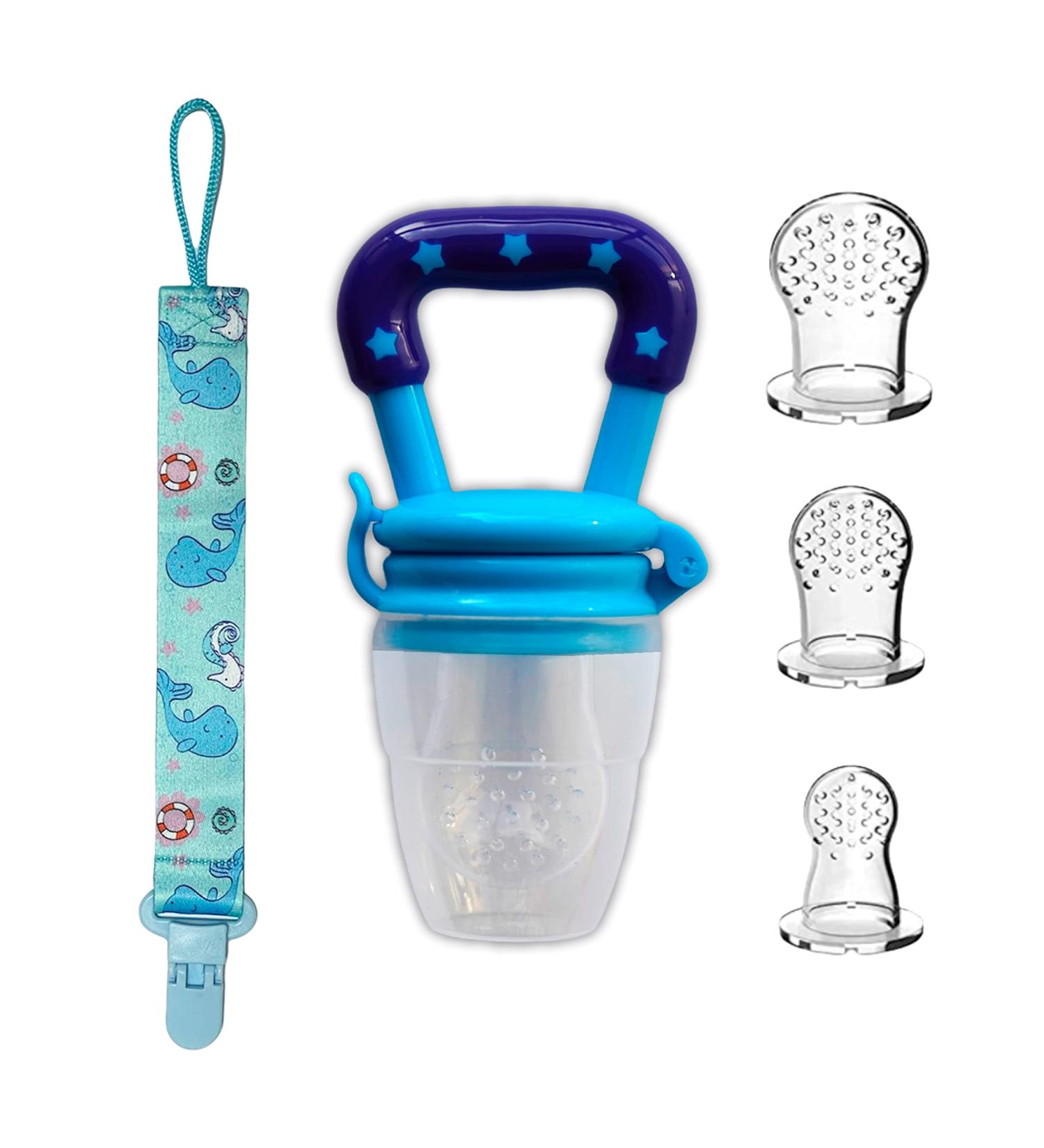 Buy Anti-SCHRUG-BABYS FAUTION: Baby Fruit Snuller & Sneaker with 3 Replacement Nipples + Pacifier Chain - Blue | Best for Supplementary Food - Buy Online on GoSupps.com