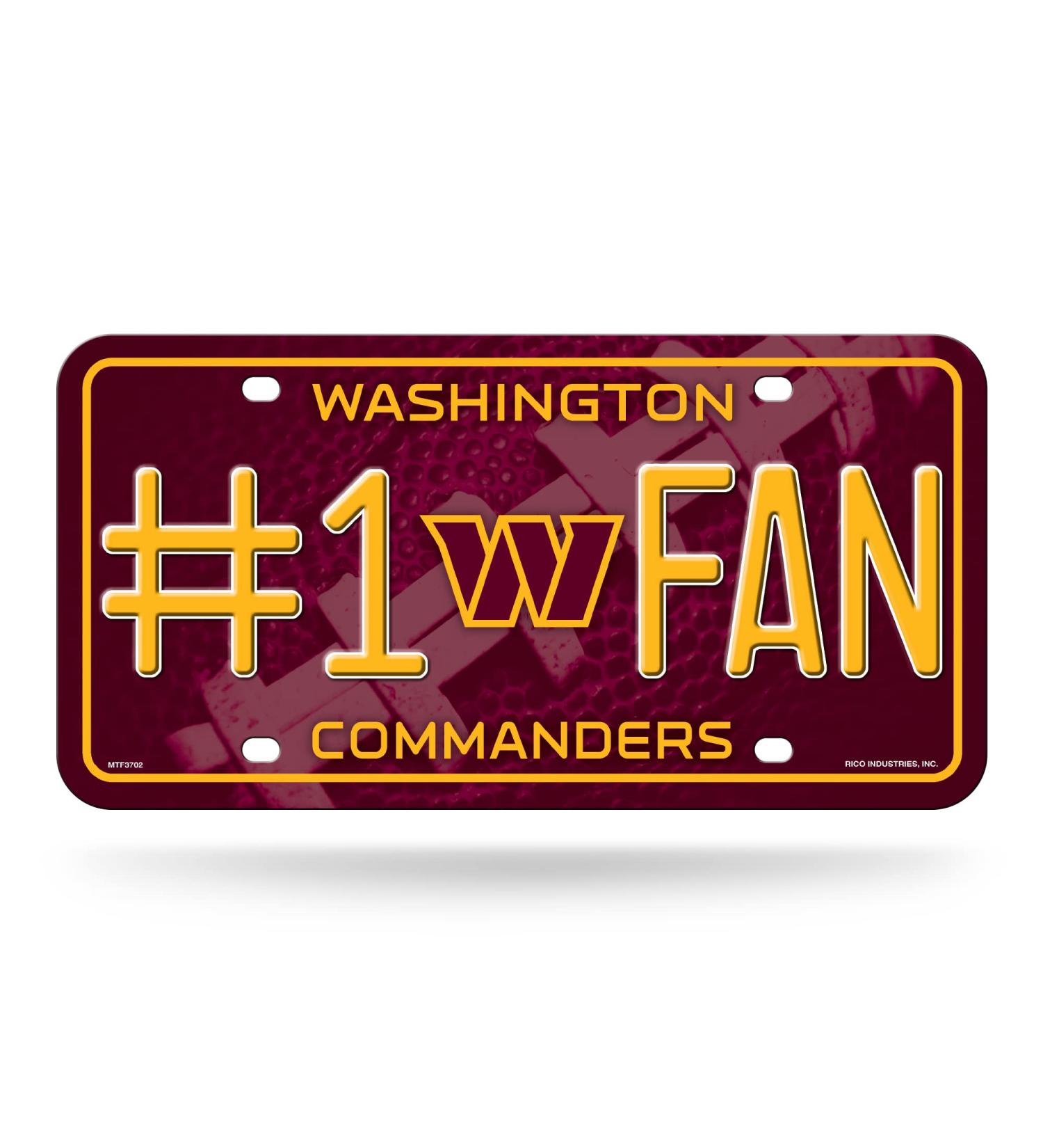 NFL Washington Commanders #1 Fan Metal Auto Tag 8.5 x 11 - Ideal for Trucks, Cars, and SUVs - Buy Online on GoSupps.com
