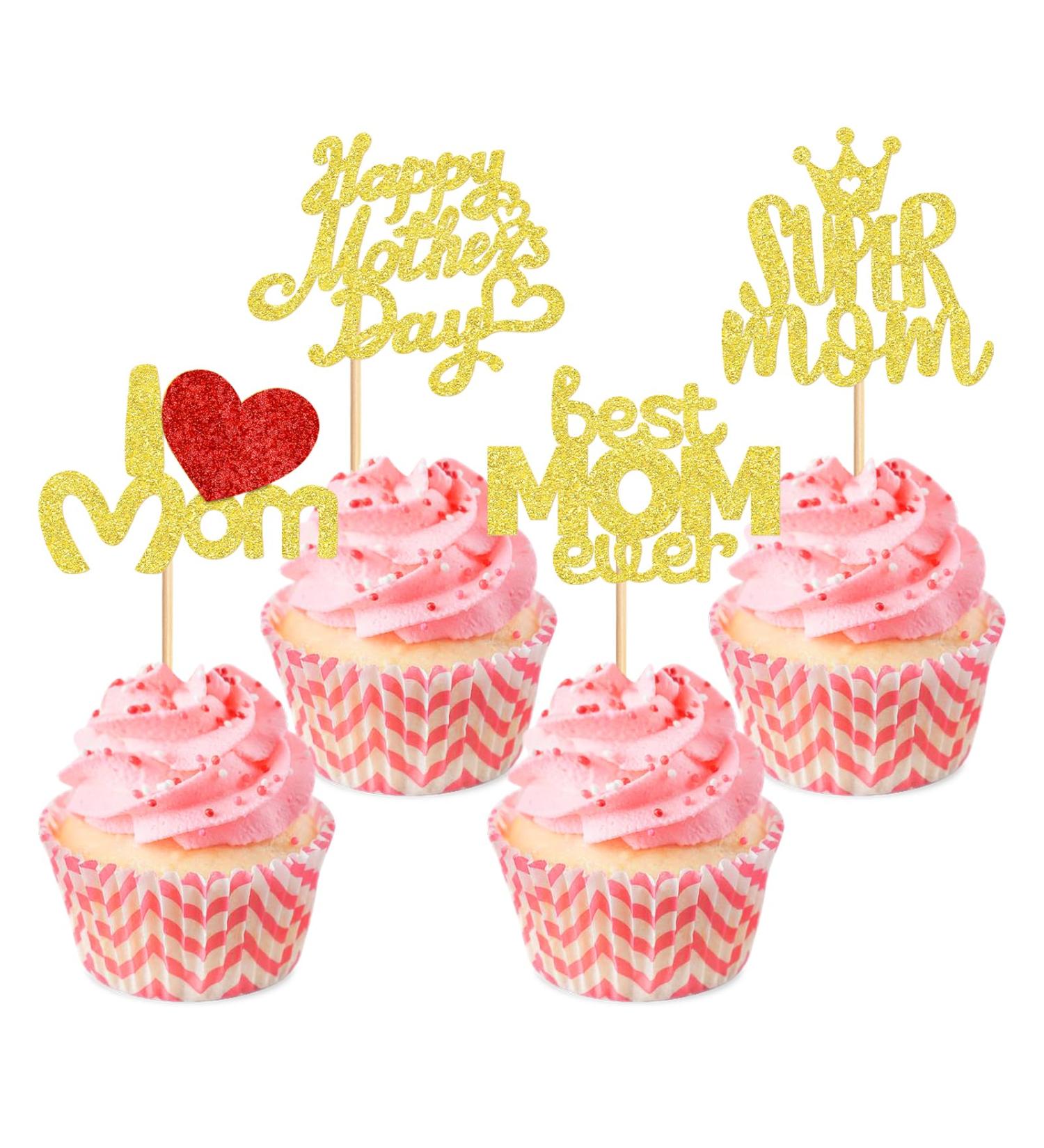 Keaziu 24 Pack Happy Mothers Day Cupcake Toppers Butterfly Best Mom Cupcake Picks Mom's Theme Happy Mother's Day Women Birthday Party Cake Decorations Supplies heart - Buy Online on GoSupps.com