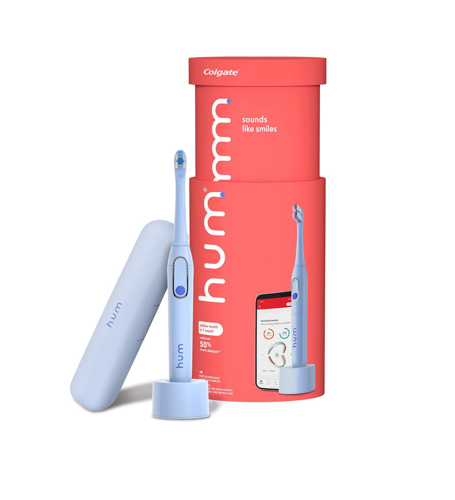 hum by Colgate Smart Electric Toothbrush Kit - Rechargeable Sonic Toothbrush with Travel Case - Blue - Buy Online on GoSupps.com