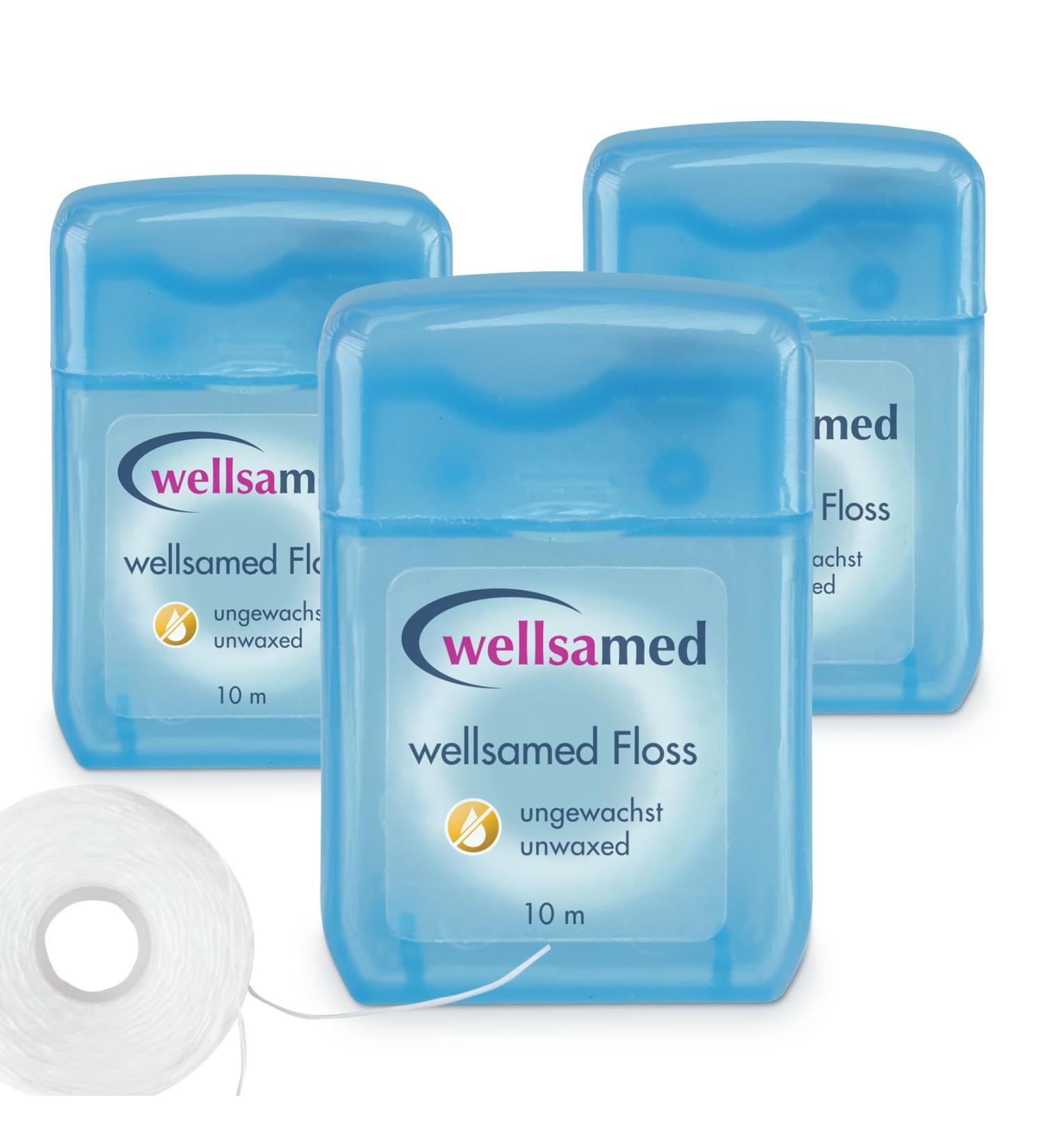 Wellsamed Dental Floss 10m Dispenser - Tasteless Interdental Cleaning (Pack of 3) | International Shipping - Buy Online on GoSupps.com