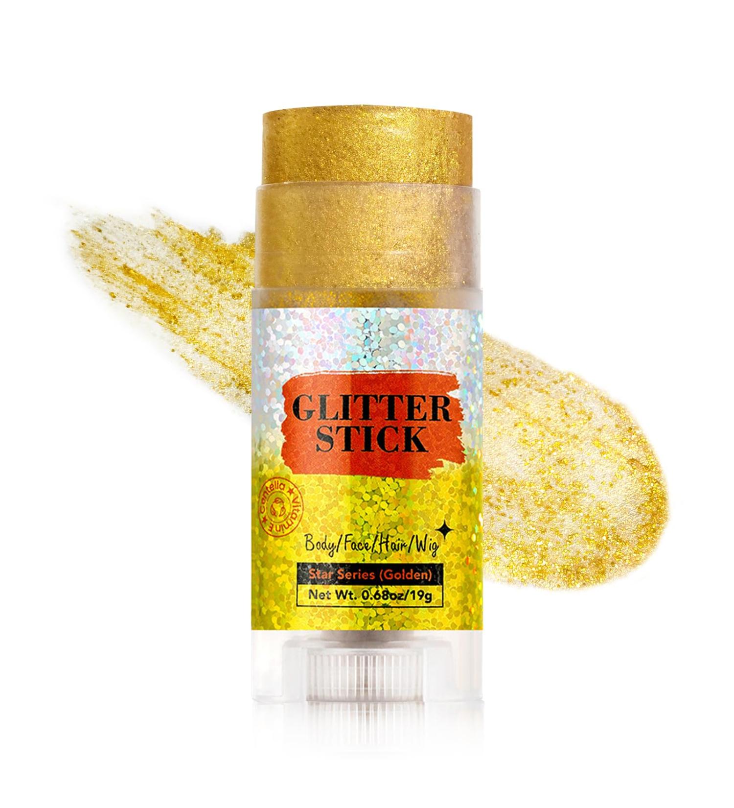  Prreal Shimmer Glitter Stick for Body Shiny Highlighter Stick Sparkling Glitter for Face Lips Festivals Rave Makeup Gold - Buy Online on GoSupps.com