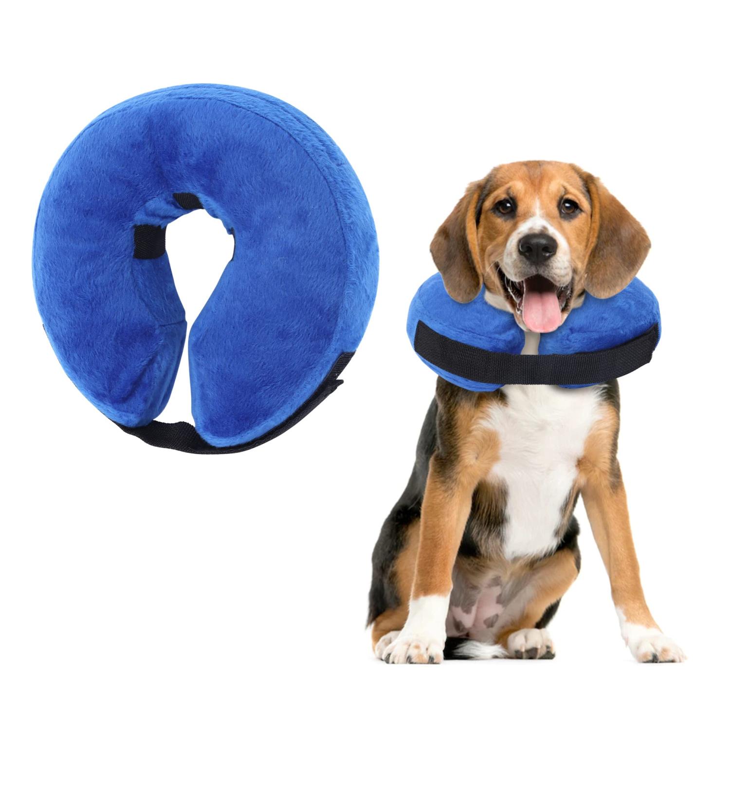 Inflatable Dog & Cat Recovery Collar | Adjustable Protective Inflatable Ruff for Post-Operation Wounds (M) - Shop Now! - Buy Online on GoSupps.com