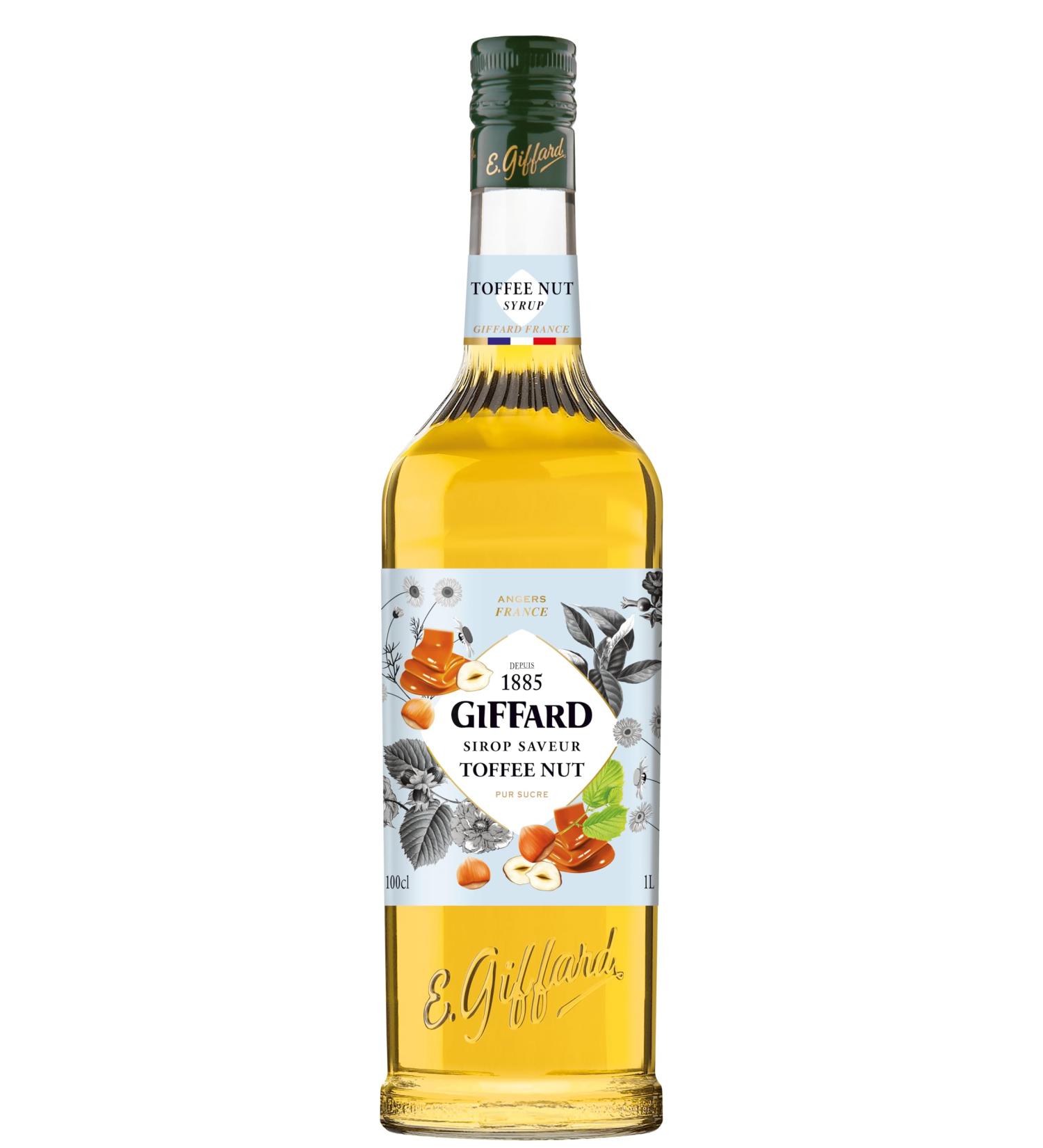 GIFFARD - Toffee Nut Flavor Syrup - French Recipe and Made - Gourmet and Caramelized - 1 Litre